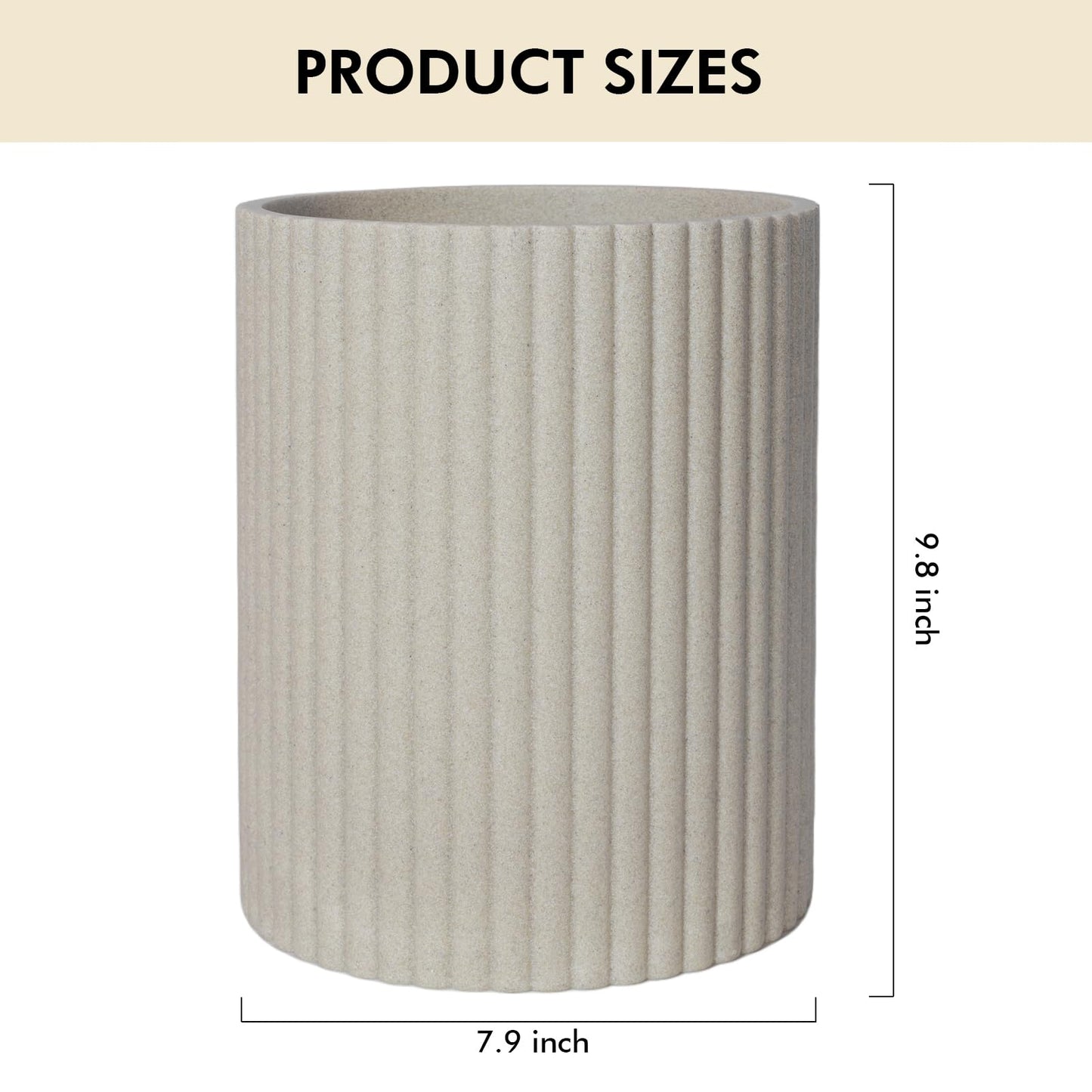 DoveeDosa Beige Luxury Stone Bathroom Trash Can, Modern Bathroom Office Trash Can, Resin Wastebasket, Garbage Receptacle Bin for Bathrooms, Offices, Powder Rooms, Kitchens (Beige)