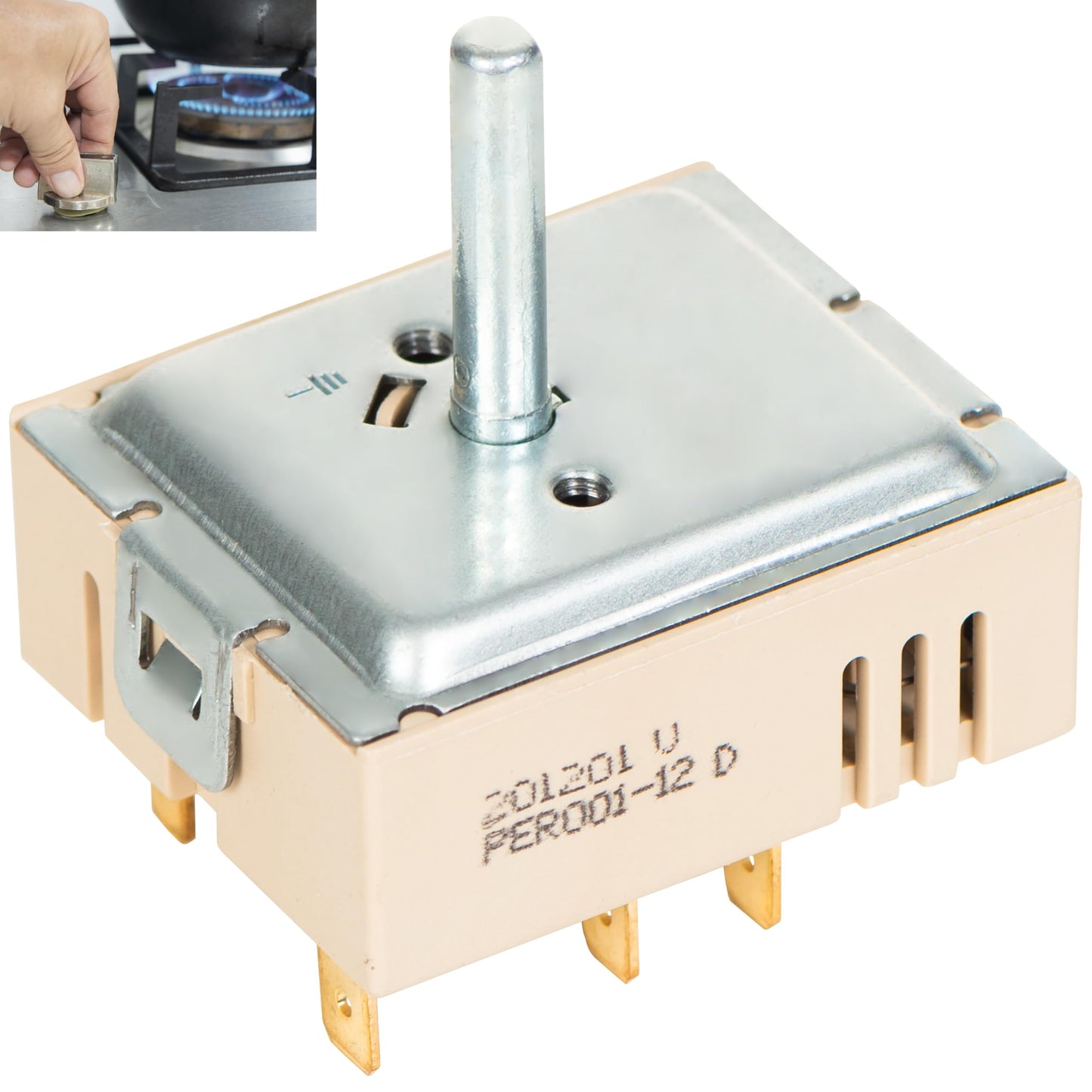 DG44-01006B Dual Burner Infinite Switch Compatible with Samsung Range Stove Oven, Surface Element Control Switch, Replaces PER001-12D, Fits NE59J and NE58K Series