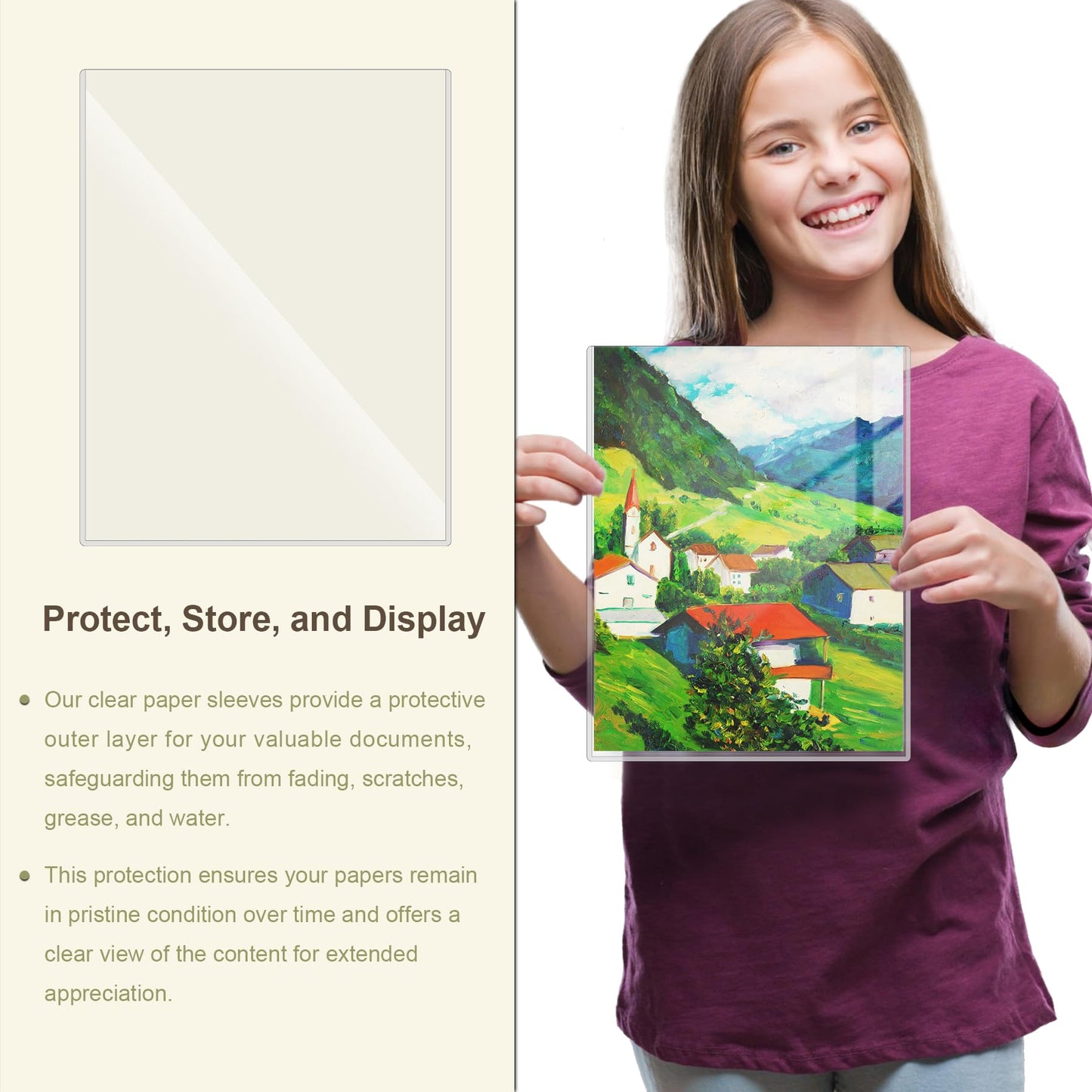 24 Pcs 8.5 x 11'' Rigid Print Protectors, Clear Rigid Top loaders Plastic Paper Page Protectors, Clear Plastic Page Protectors for Photos and Documents