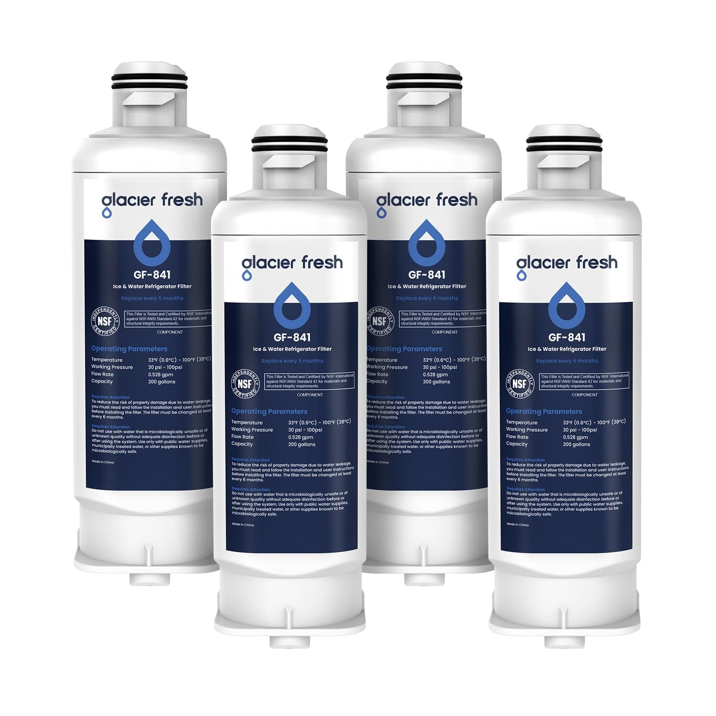 GLACIER FRESH Replacement for DA97-17376B Refrigerator Water Filters, HAF-QIN, HAF-QIN/EXP, DA97-08006C, RF23M8070SG, RF23M8070SR, RF23M8090SG, RF23M8090SR, RF23M8570SR, RF23M8590SG (4 Pack)