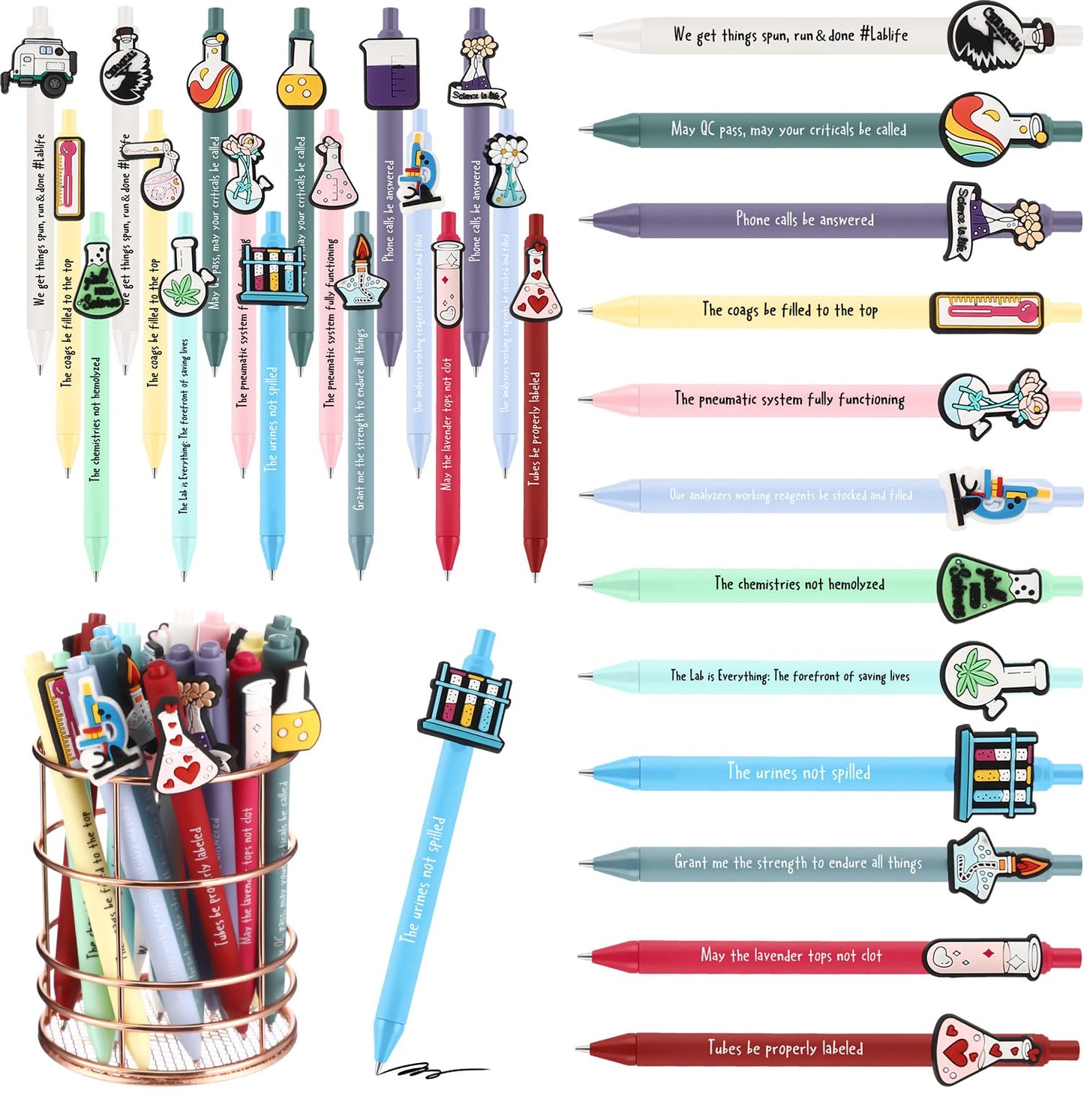 Sayglossy 48 Pcs Lab Week 2026 Science Gifts Black Ink Retractable Ballpoint Pens Science Birthday Party Decorations Chemistry Laboratory Gifts