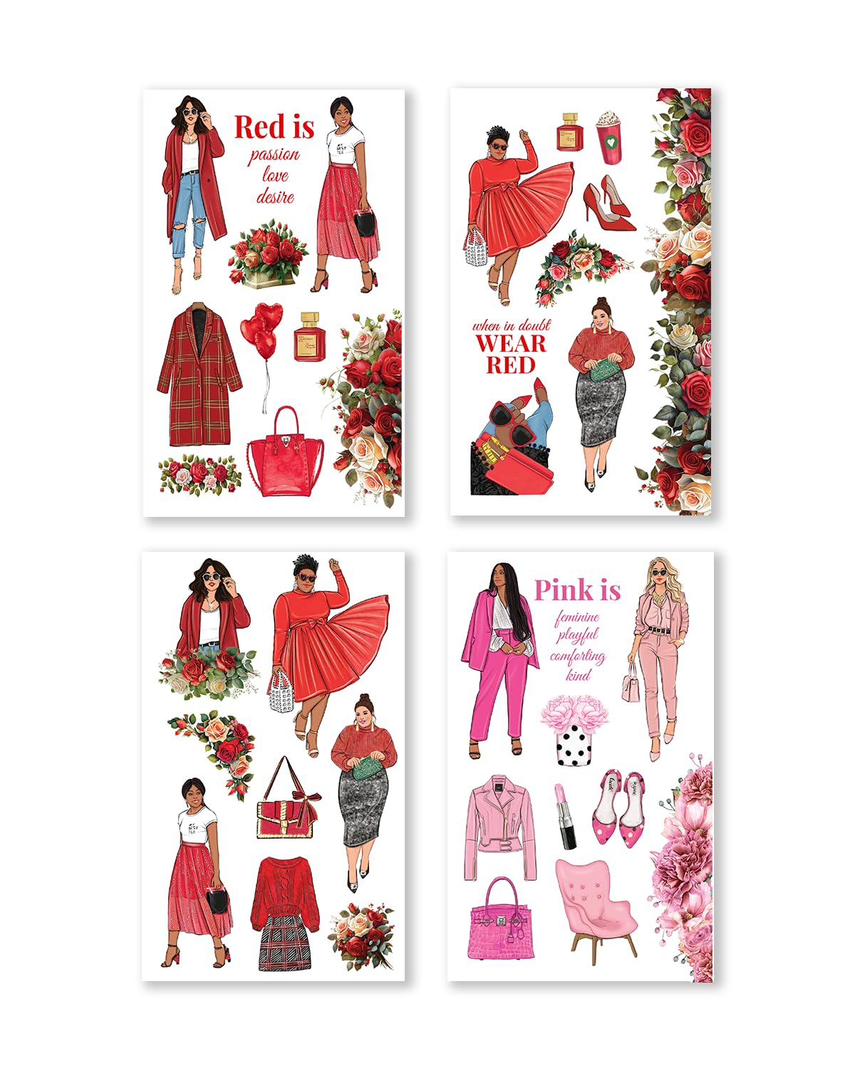 Rongrong Rainbow Girls Planner Stickers Book for Planners, Calendars, Journals – Aesthetic Premium Quality Hand Drawn – Scrapbook Stickers – 24 Pages