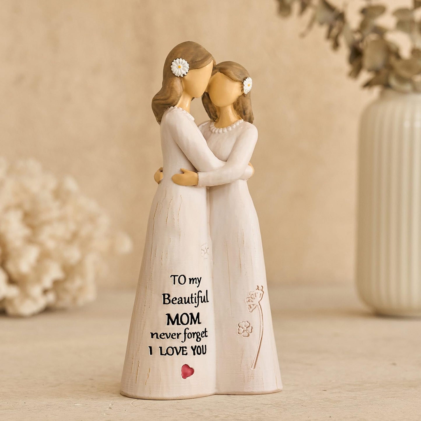 NAN ZAI NAN FANG Gifts for Mom from Daughter Mother Daughter Figurine 5.5" Resin Hand-Painted Sculpture Mothers Day Birthday Thanksgiving for Moms Home Decor Figurines