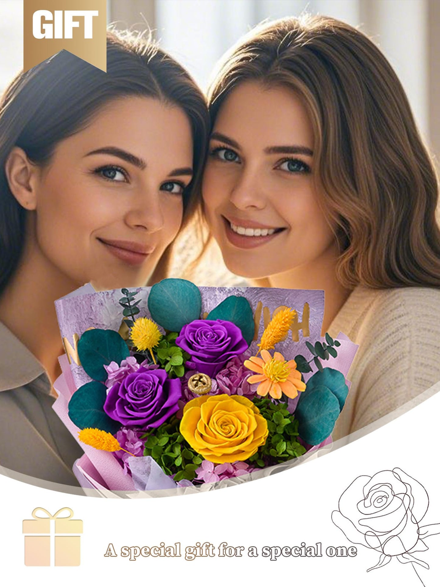 Beaulasting Roses Flowers for Delivery Prime Forever Flowers Preserved Roses Bouquets Purple Flower Birthday Gifts for Women Valentine's Day Mothers Day Graduation