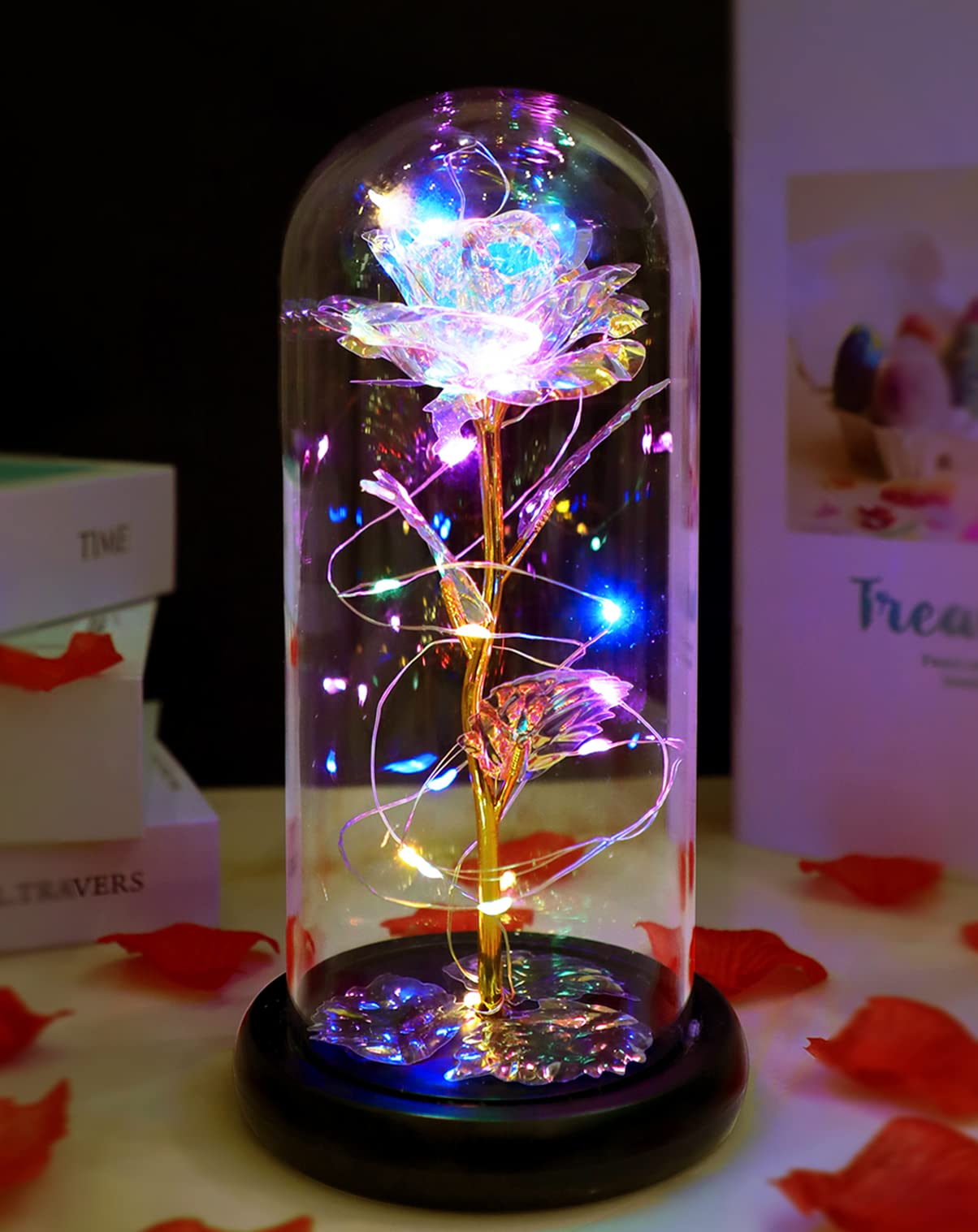 Fvawe Mothers Day Rose Gifts for Mom, Birthday Gifts for Women Moms, Galaxy Crystal Light Up Rose in A Glass Dome, Mothers Day Flowers Presents Girlfriend Wife Sister Grandma Mother Mom from Daughter