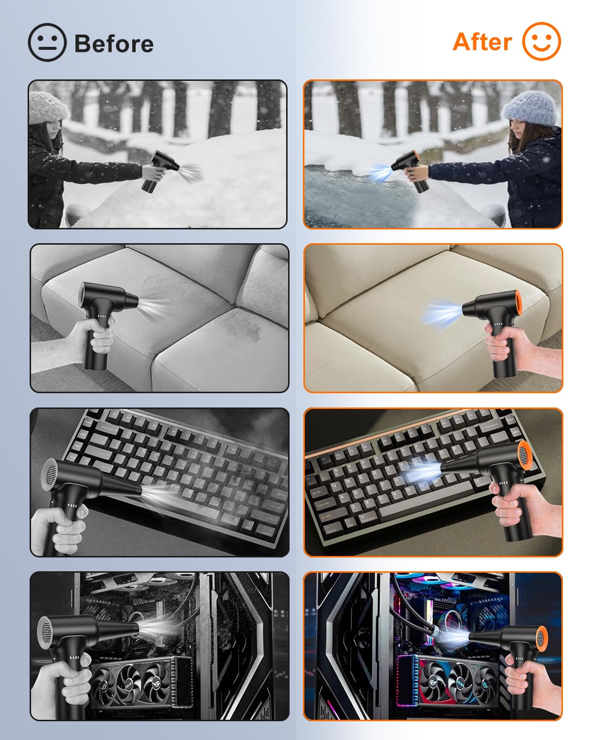 10000mAh Compressed Air Duster,300000RPM Super Power Electric Air Duster,Cordless Rechargeable Air Duster Turbo Blower Jet Fan Replace Canned Air 3-Gear Mini Air Blower for Pc,Computer, Keyboard, Car