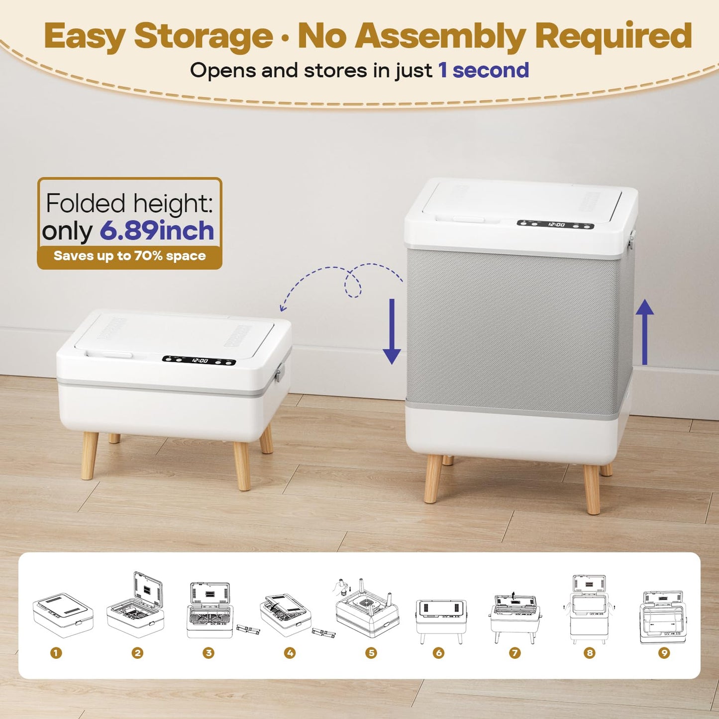 VIPBATH 35L Towel Warmer for Bathroom, Family-Sized Foldable Design with Window, Dual Safety Shut-Off for Overheat and Tip-Over, 12 Aroma Discs, Towel Heater for Oversize Bathrobes Blankets