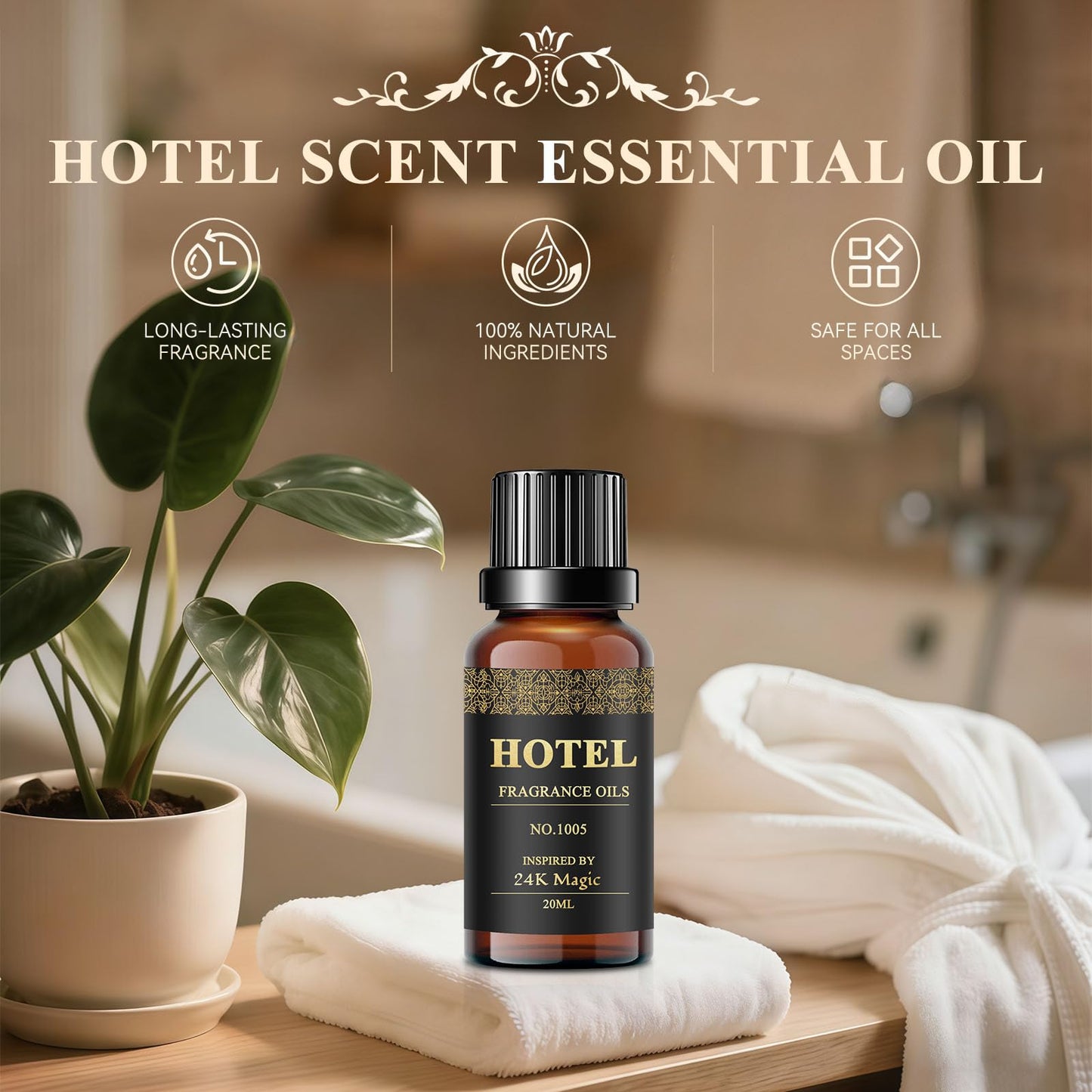 Hotel Diffuser Oil Set - Inspired by My Way, Baccarat, Westin White Tea, Santal, 24k Magic, Ritz-Carlton Hotel Scent Essential Oil Set Large Capacity, 20ml - (Pack of 6)