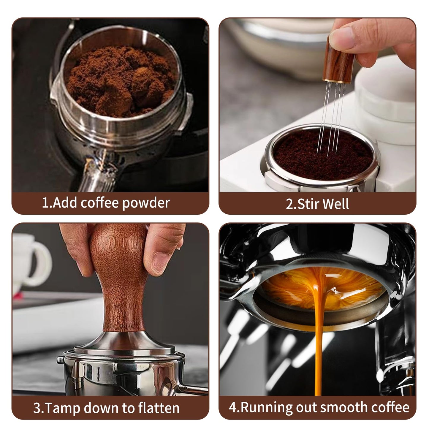 Gmnuiy51mm Coffee Tamper Set 24PCS, Espresso Accessories Kit Barista Kit,316stainlesss Tamper & WDT Tool,316stainlesss Frothing Pitcher, Stirrer, Tamper Mat, Latte Art Pen Coffee puck screen
