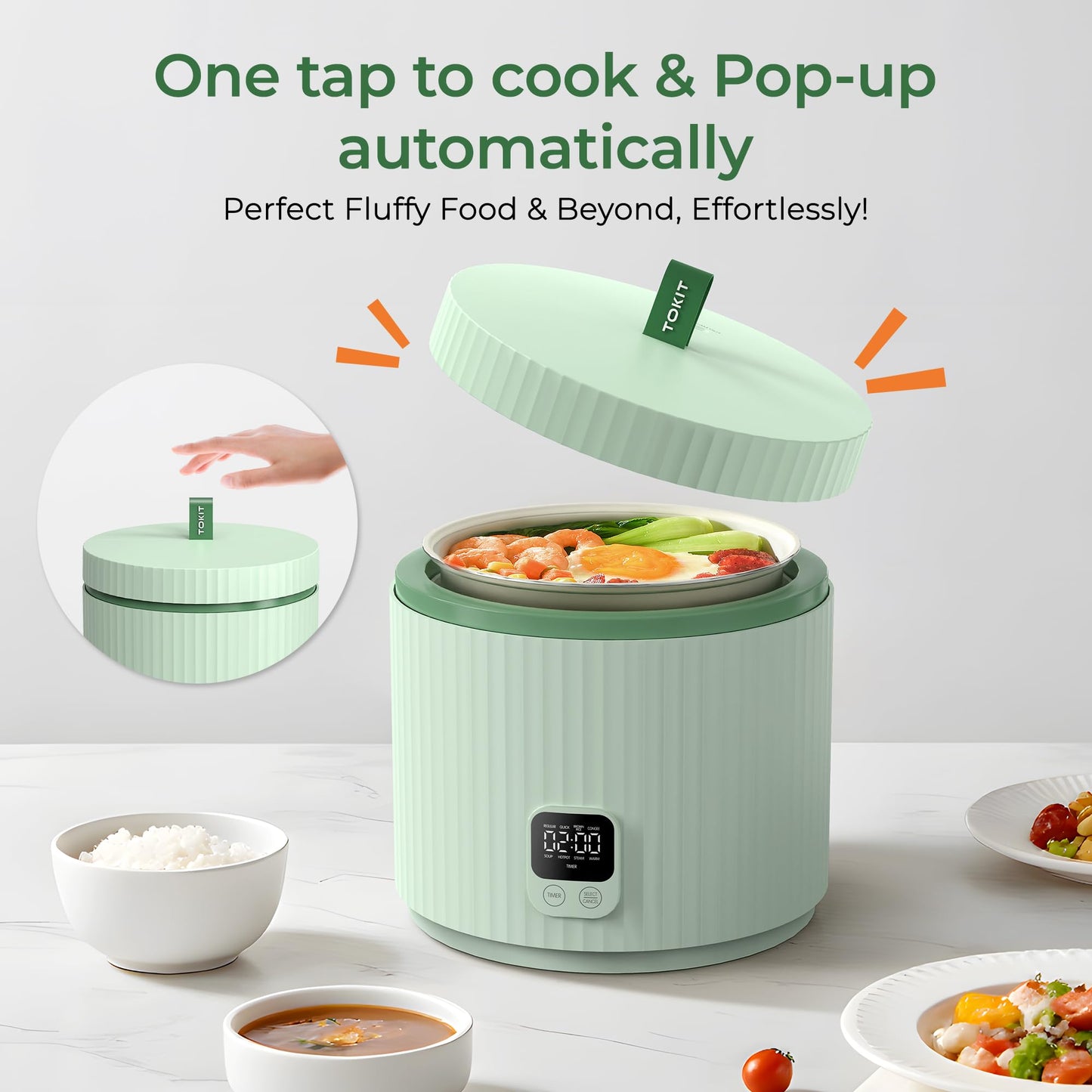 Compact Mini Rice Cooker Small Kitchen 3-Cup (Uncooked) / 6-Cup (Cooked), Non Stick Ceramic Inner Pot Rice Maker, 24H Timer Delay, Auto Keep Warm, 8 Functions Multicooker For Brown Rice, Steam, Soup
