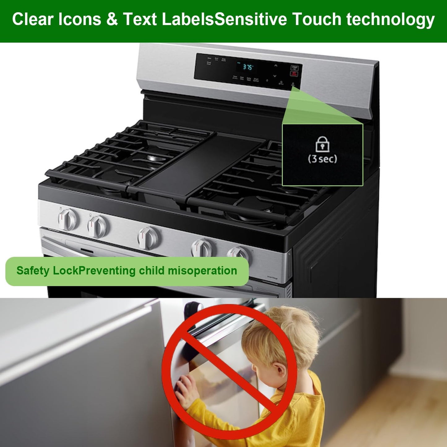 Upgraded DG96-00850E Range Membrane Switch Touchpad Control Panel Compatible with Samsung Gas Ranges Ovens,Replaces 4976816,AP7192051,PS16736760,EAP16736760 for NX60A6111SS,NX60A6111SS/AA-00