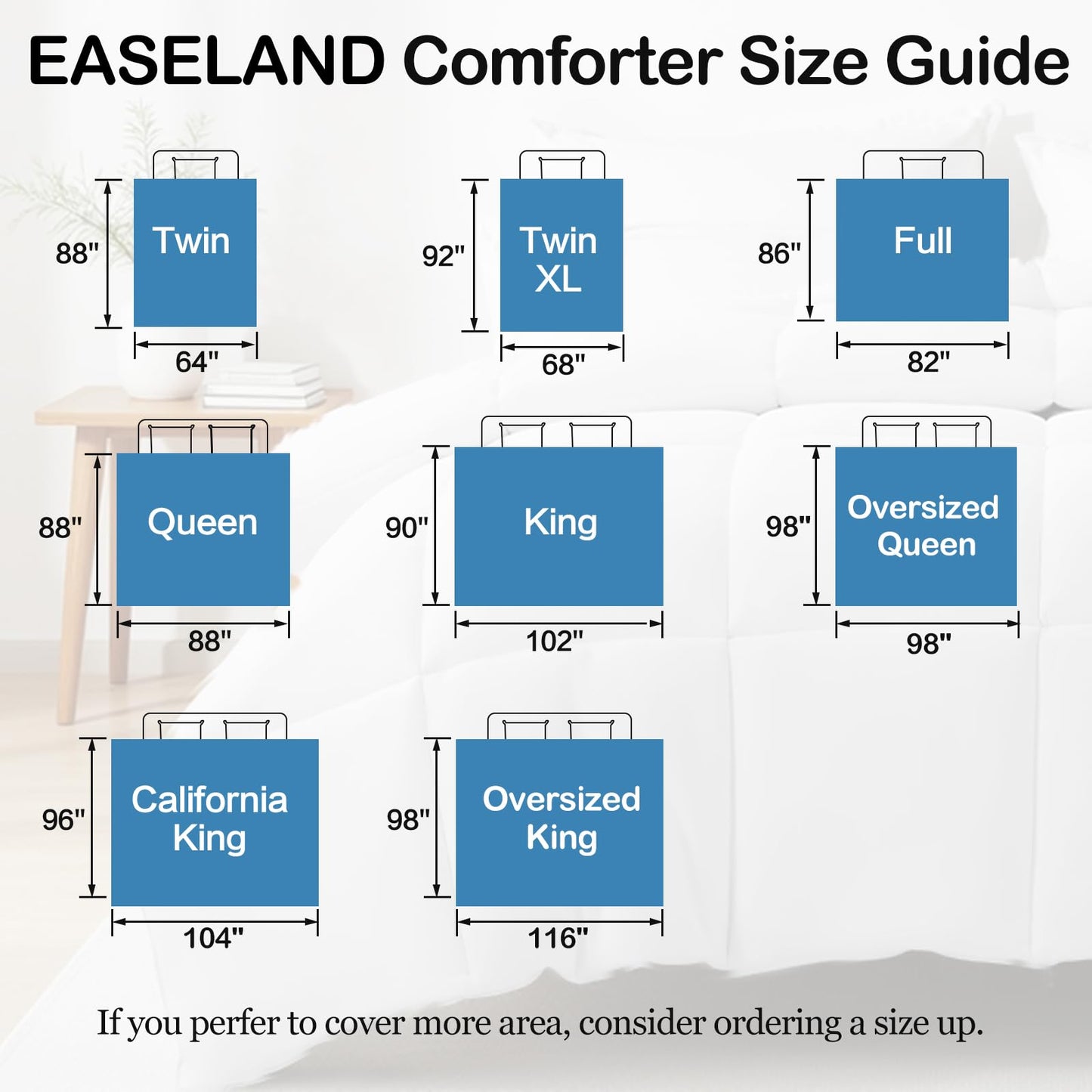 EASELAND King Size Down Alternative Comforter - Quilted Duvet Insert for All Seasons, Soft Lightweight with Corner Tabs, Summer Winter Warm Bedding, White 90x102 Inches
