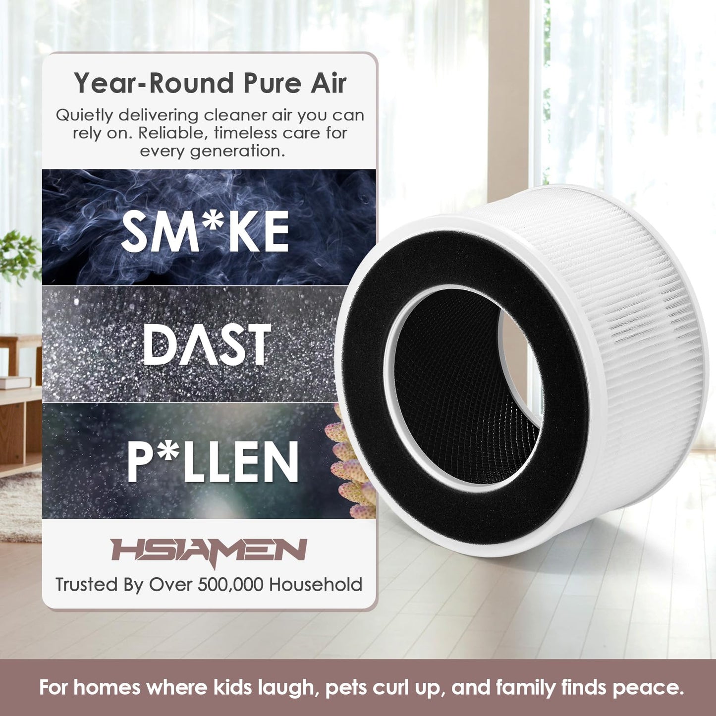 HSIAMEN [2-Pack] AP-T65FL Replacement Filter Compatible with HoMedics Air Purifier AP-T65 AP-T65-GY AP-T63, 3-in-1 H13 True HEPA Activated Carbon