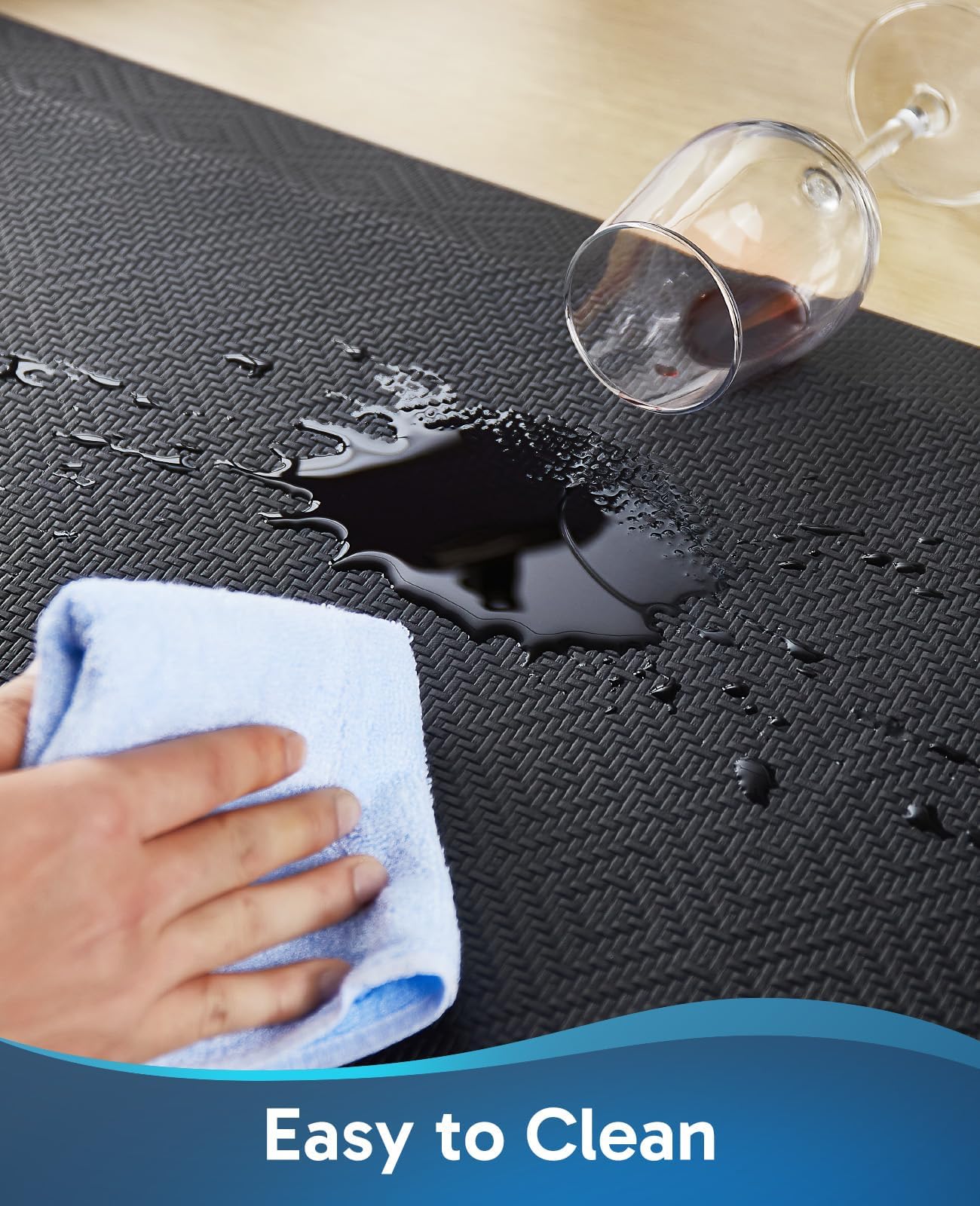 Ophanie Kitchen Mats for Floor, 3/4 inch Thick, 17x28 Anti Fatigue Cushioned Mat, Kitchen Rugs, Waterproof, Comfort Ergonomic Standing Mat for Office, Home, Sink, Black Non-Slip Ridged Bottom
