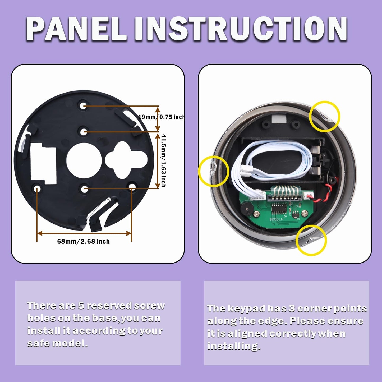 Gun Safe Lock Replacement with 2 Override Keys & Solenoid Black Keypad Safe Electronic Safe Lock for Fireproof Safe Box