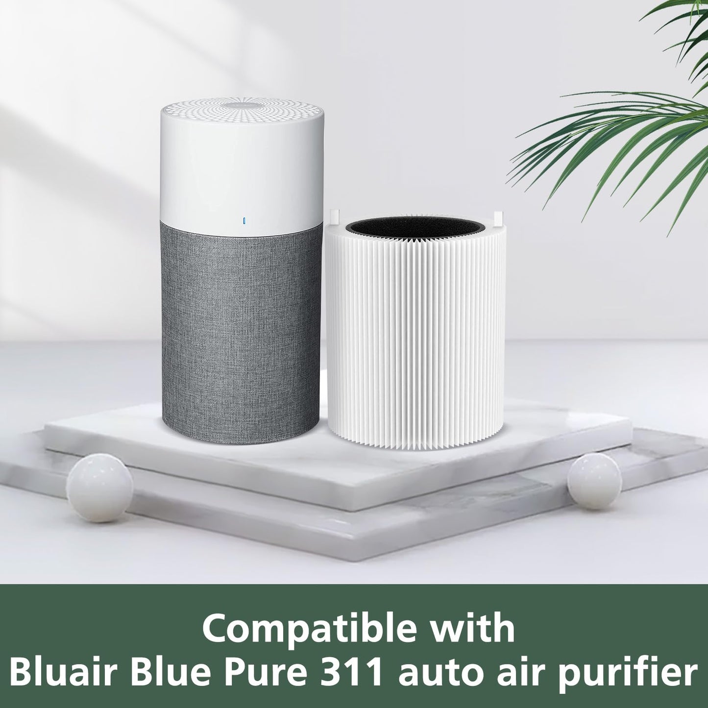 isinlive Blue Pure 311 Auto Replacement Fil-TER Compatible with Blueair Blue Pure 311 Auto Air Puri-Fier, 2 in 1 Fil-tration Systems, Particle and Activated Carbon, 2 Pack