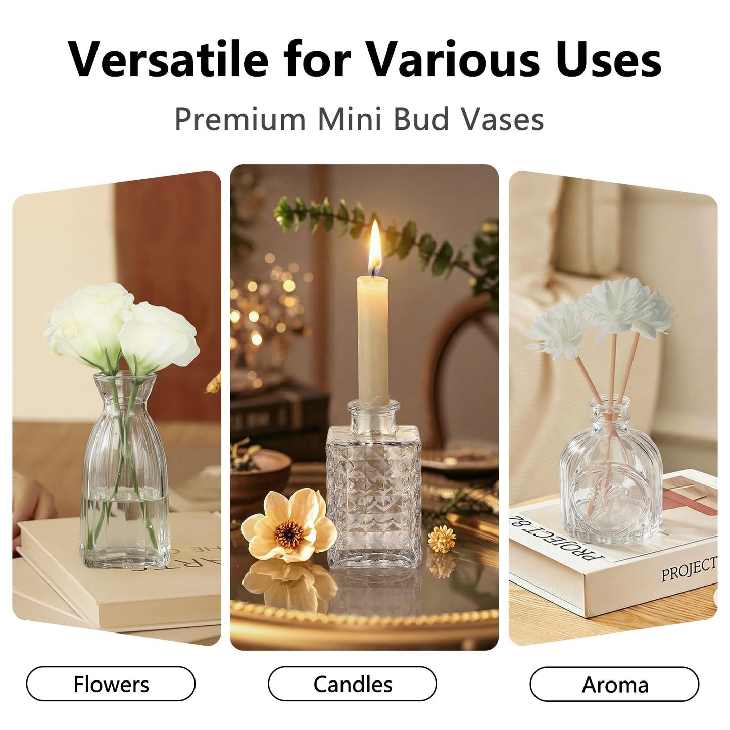 RUCKAE Small Clear Bud Vases Bulk 12 Pack Mini Flower Glass Vases for Centerpiece Table Wedding Decorations Home Decor Party
