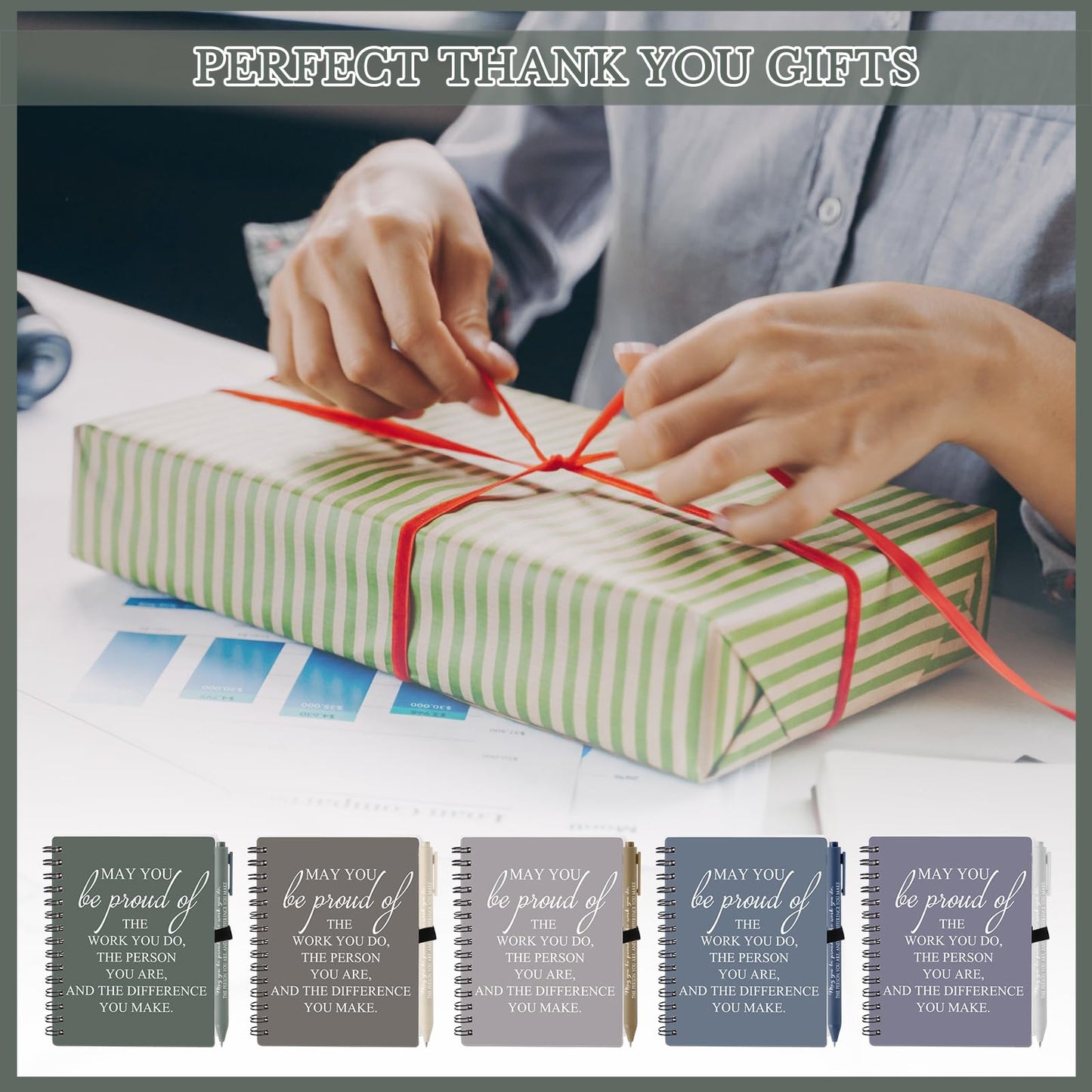 Honoson 50 Sets/100 Pcs Graduation Appreciation Gifts May You Be Proud The Work Notebook with Ballpoint Pen Thank You Notebooks 2026 CNA Appreciation Gifts for Staff Nurse Coworker (Chic Color)