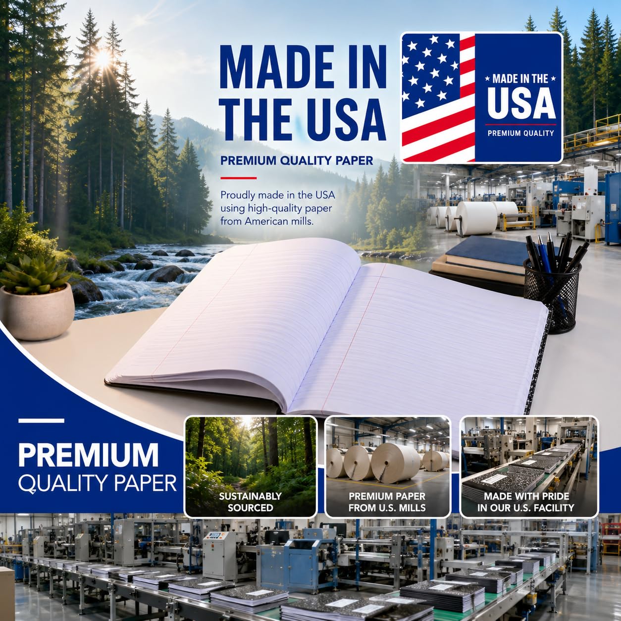 KAISA Composition Notebooks 100Sheets Comp Book,Wide Ruled 9.75x7.5inch, Classic Marble Composition Books, Carton of 20pads, C10001W