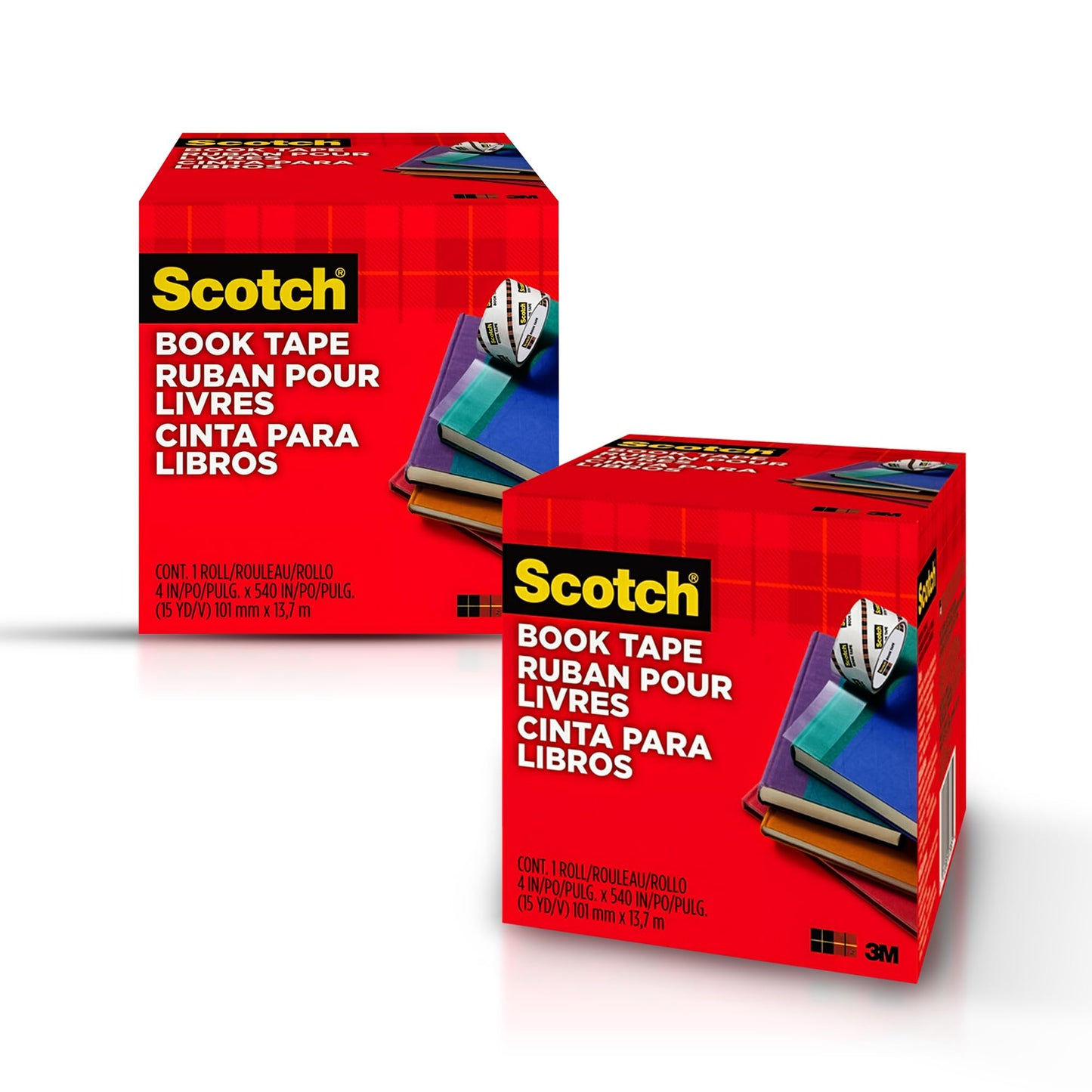 Scotch Book Repair Tape, Clear, 4 Inches x 15 Yards (3-Inch Core), 2 Rolls – Extra-Wide Durable Binding Tape for Book Repair, Reinforcing & Document Protection