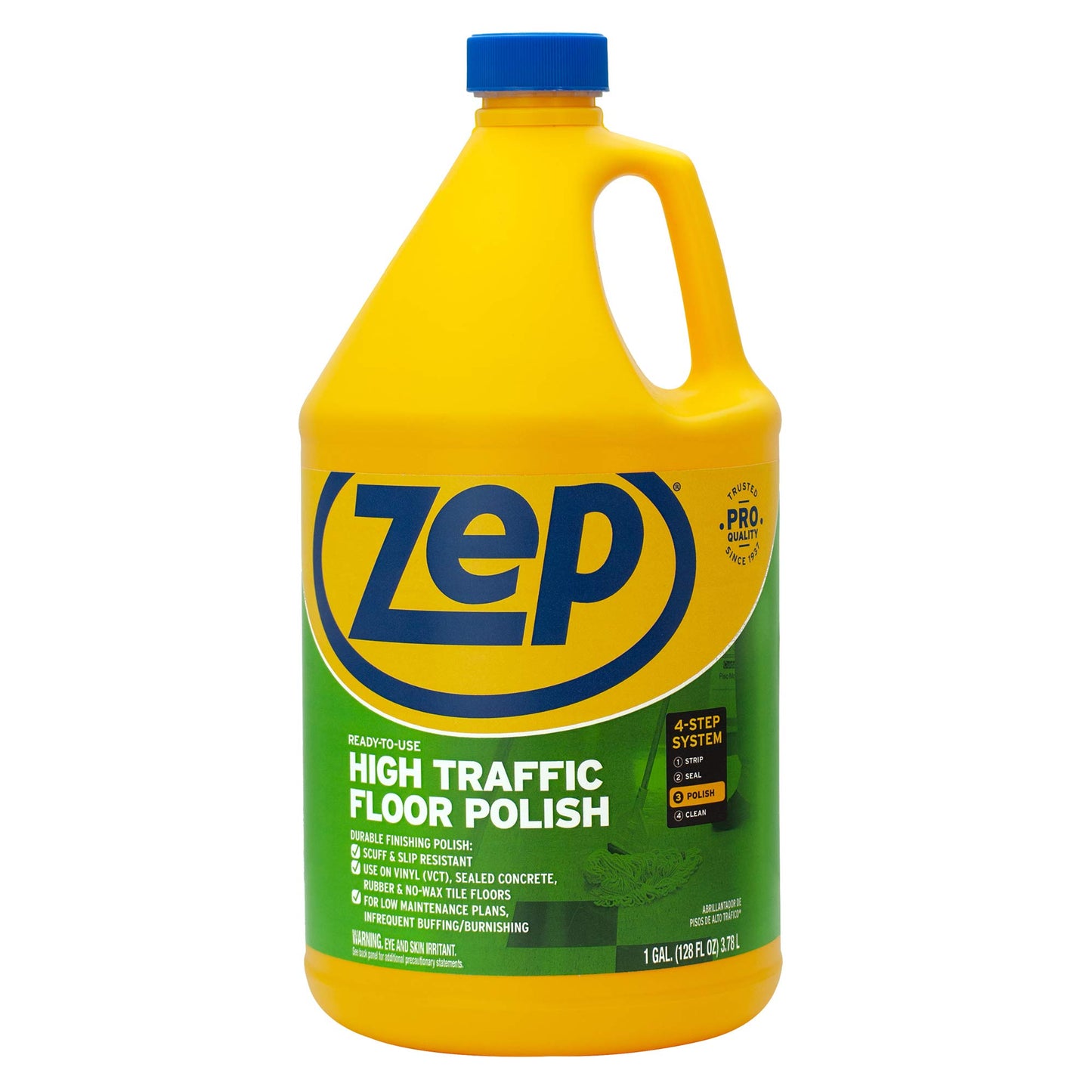 Zep High Traffic Floor Polish - 1 Gal (Case of 2) ECZUHTFF1282- Scuff-Resistant Durable Finish for Vinyl, Concrete, Rubber, Tile, and Terrazzo Floors