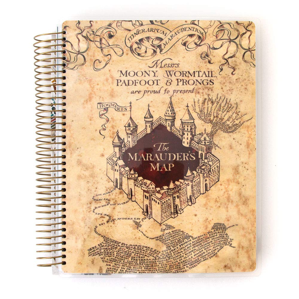 Paper House Productions Harry Potter 12 Month Undated 9.5" Planner with Month and Event Flag Stickers - Marauder's Map