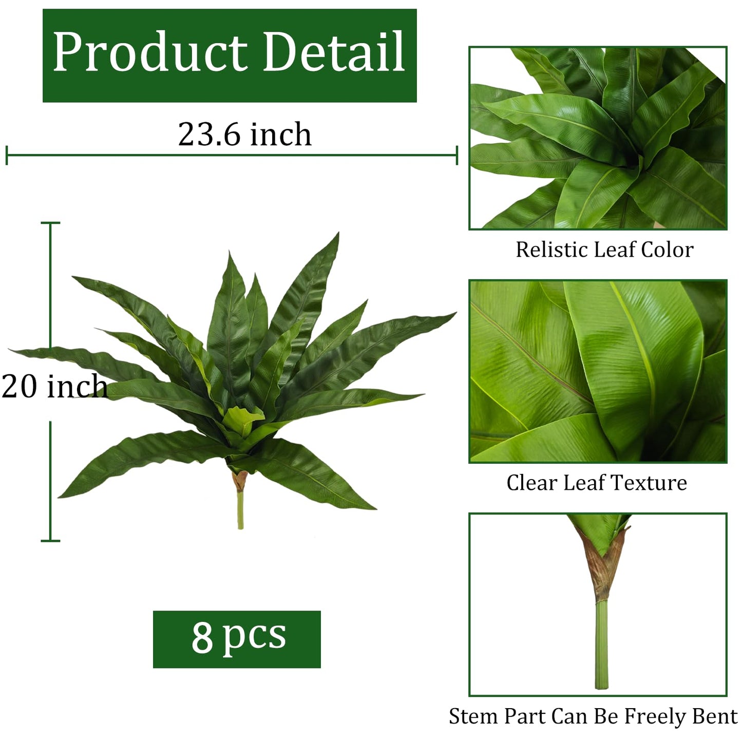 Cherica 8Pcs Fake Ferns,35in Outdoor Faux Plants UV Resistant,3D Real Touch Fake Plants Total 120 Blades,Weatherproof Artificial Plants Outdoor Indoor for Garden Porch Home Office Living Room Decor