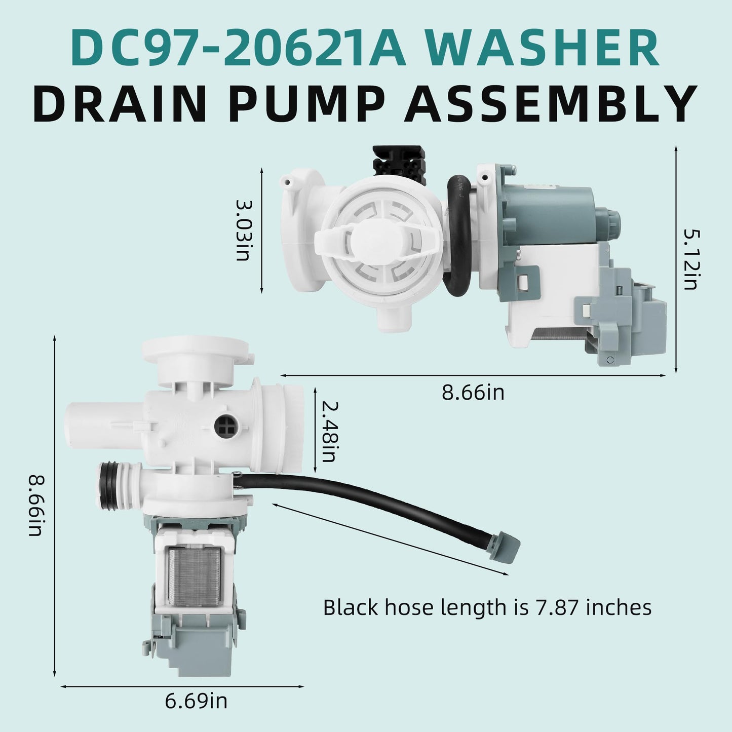 DC97-20621A DC31-00187A DC97-20621C Drain Pump Assembly for Samsung Washer,Replace PX3516-01 DC97-17999N WF45R6300AV/US WF45B6300AP/US WF45M5500AP/A5 WF45R6100AP/US WF45R6300AW/US AP6807020 PS12592830