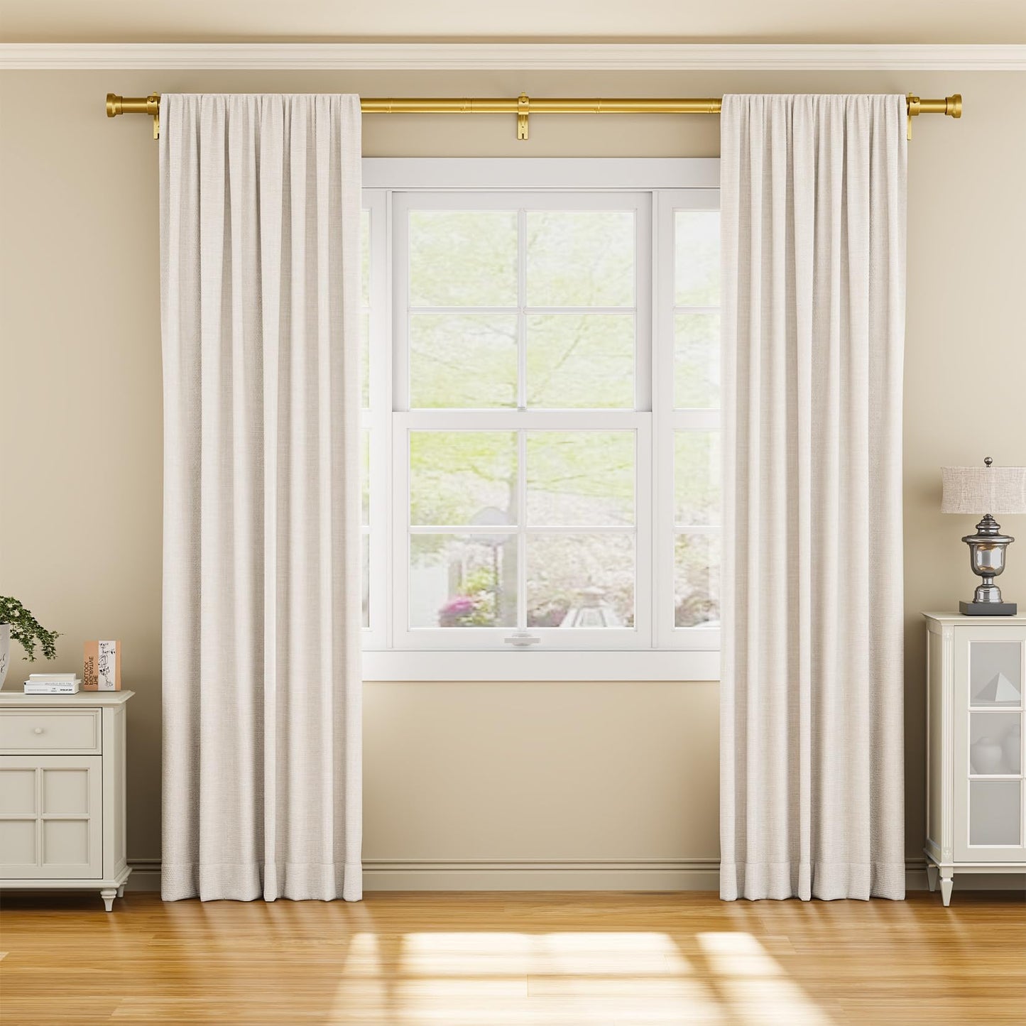 YaFex Curtain Rods 2 Pack 32-118 Inch, Heavy Duty 1 Inch Curtain Rod, Gold Long Adjustable Window Treatment Rods,Modern Design, Easy Installation