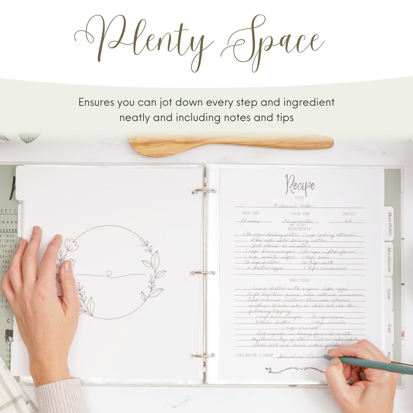 Recipe Binder with Plastic Sleeves | Recipe Book to Write in Your Own 8.5x11 3 Ring Blank Cookbook Binder Organizer | Bridal Shower Gift | Family Heirloom | Family Owned Brand