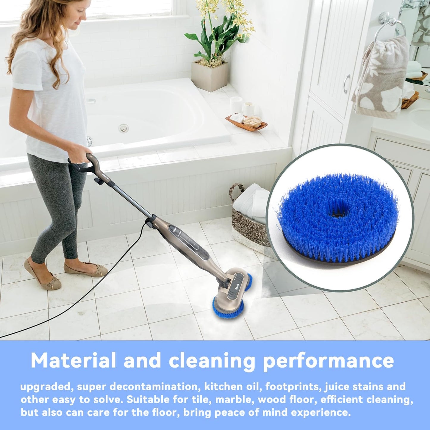 S7001 Upgraded Mop Pad Replacement Brush Heads for Shark Steam Mop S8201/S7000Series Pads | Professional Cleaning and Polishing | for Tile Floors Grout Deep Cleaning Hard Floors (Blue)
