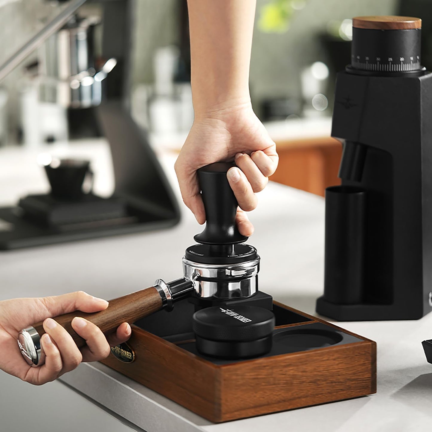 MHW-3BOMBER 54mm Espresso Tamper, 53.35mm Double Spring Coffee Loaded Tamper Tool, Compatible with 53mm/54mm Breville Portafilter, Self Leveling Espresso Hand Tampers, Espresso Accessories,T6000-OS