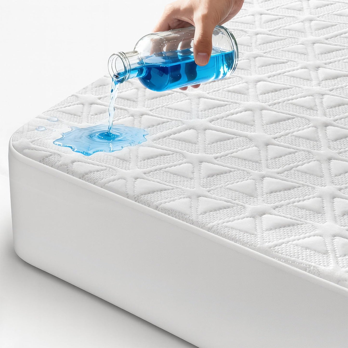AVIKEN Waterproof Mattress Protector King Size, Soft Breathable Mattress Pad with Deep Pocket 8"-21", Noiseless 3D Air Fabric Cooling Mattress Cover for Bed, Machine Washable, White