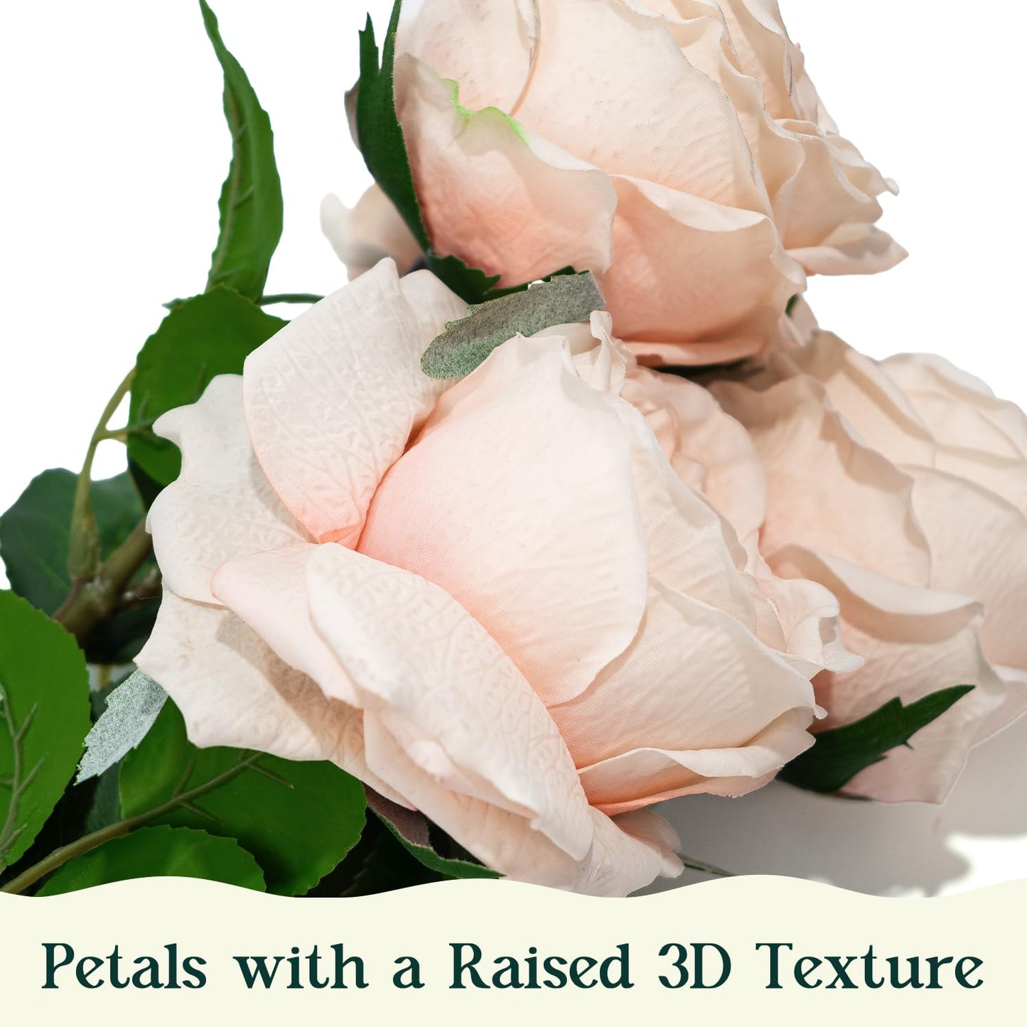YILIUFA 4 Pcs Real Touch Peonies Artificial Flowers, 3.5'' Big Bloom Austin Rose Peony Latex Fake Flower with Stems for Wedding Bouquet Party Valentines Arrangement Home Kitchen (Champagne)