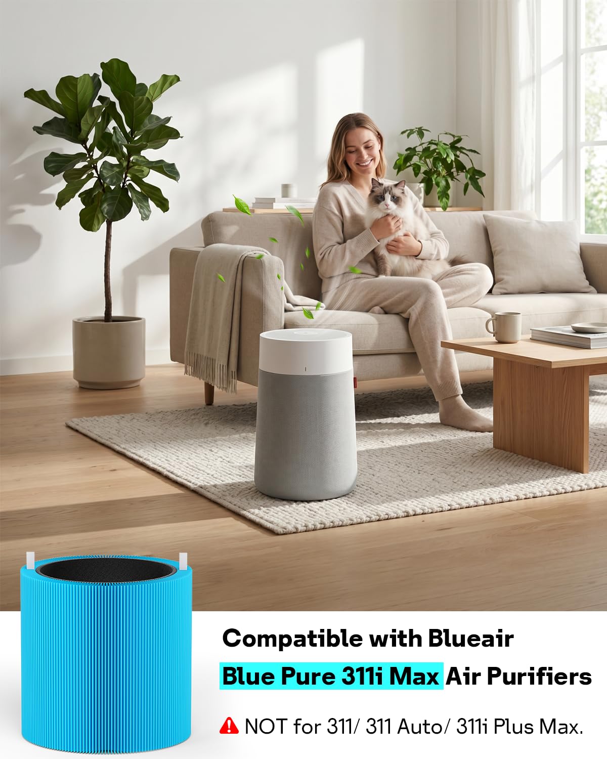 Leemone Blue Pure 311i Max AllergenBlock Replacement Filter Compatible with Blue Pure 311i Max Air Purifier, Activated Carbon Filter,2 Pack