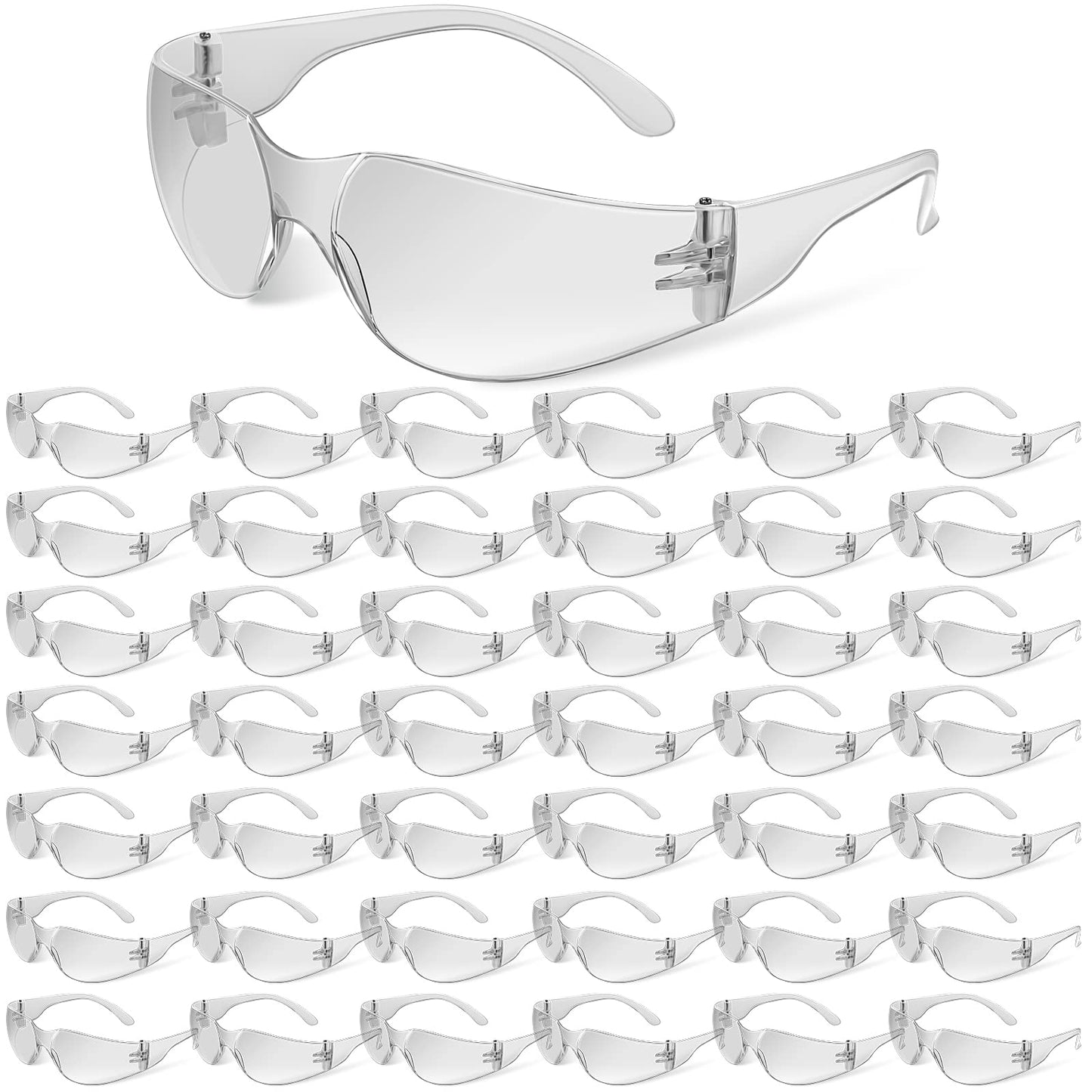 100 Pack Safety Glasses Bulk ANSI Z87.1 Protective Eyewear Goggles Eye Protection for Men Women Work Science Lab Construction(Clear)
