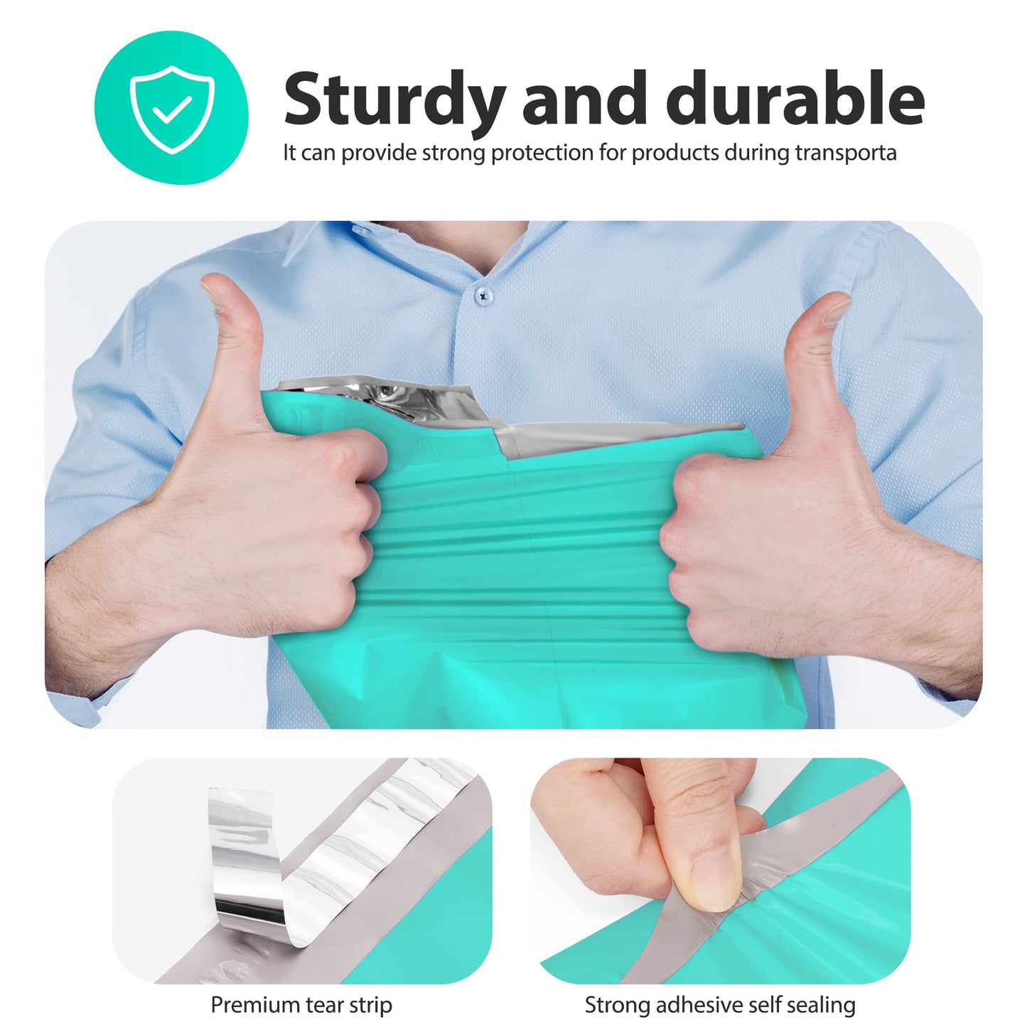 Fuxury Large Poly Mailers 14.5x19'' 200Pc, Waterproof Shipping Bags for Clothing, Strong Adhesive Mailers Poly Bags for Small Business Suppliers, Durable Shipping Envelopes Mailing Bags Teal