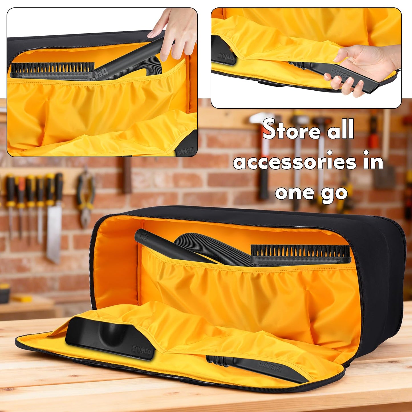 ZIORS Storage Bag Compatible with DEWALT 20V Handheld Vacuum Cordless DCV501HB,Carry Case for Car Handheld Vacuum,Large Capacity Travel Case for Accessories,Bag Only