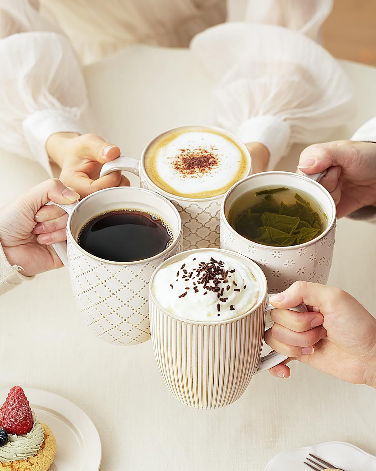 getstar Large Coffee Mugs 18 OZ Set of 4 with Big Handles, Father Day Gifts Ceramic Coffee Mug Microwave and Dishwasher Safe, Coffee Cups Ceramic