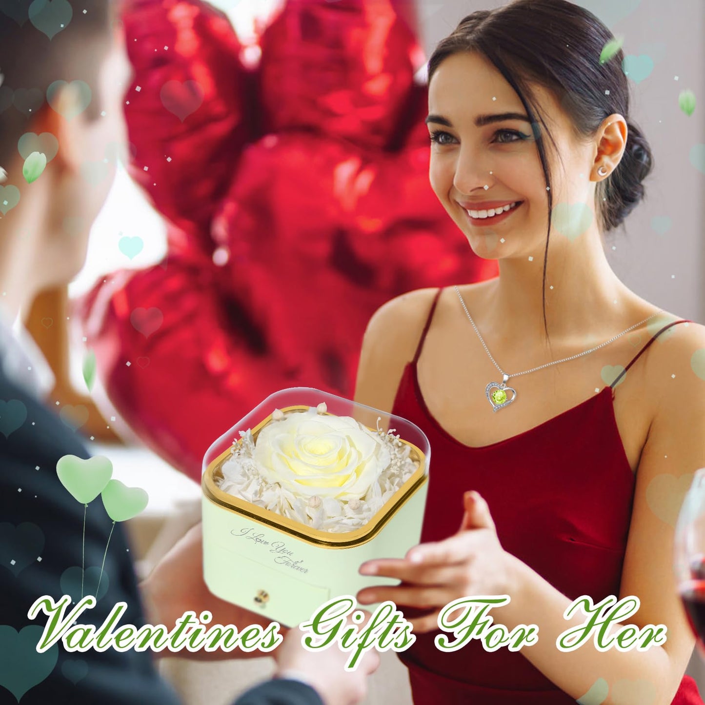 Beferr Mothers Day Forever Rose with Necklace for Mom Birthday Gifts Preserved Roses Eternal Flower for Delivery Fresh Flowers Gifts for Mother Wife Her Grandma Sister Daughter Girls Friends