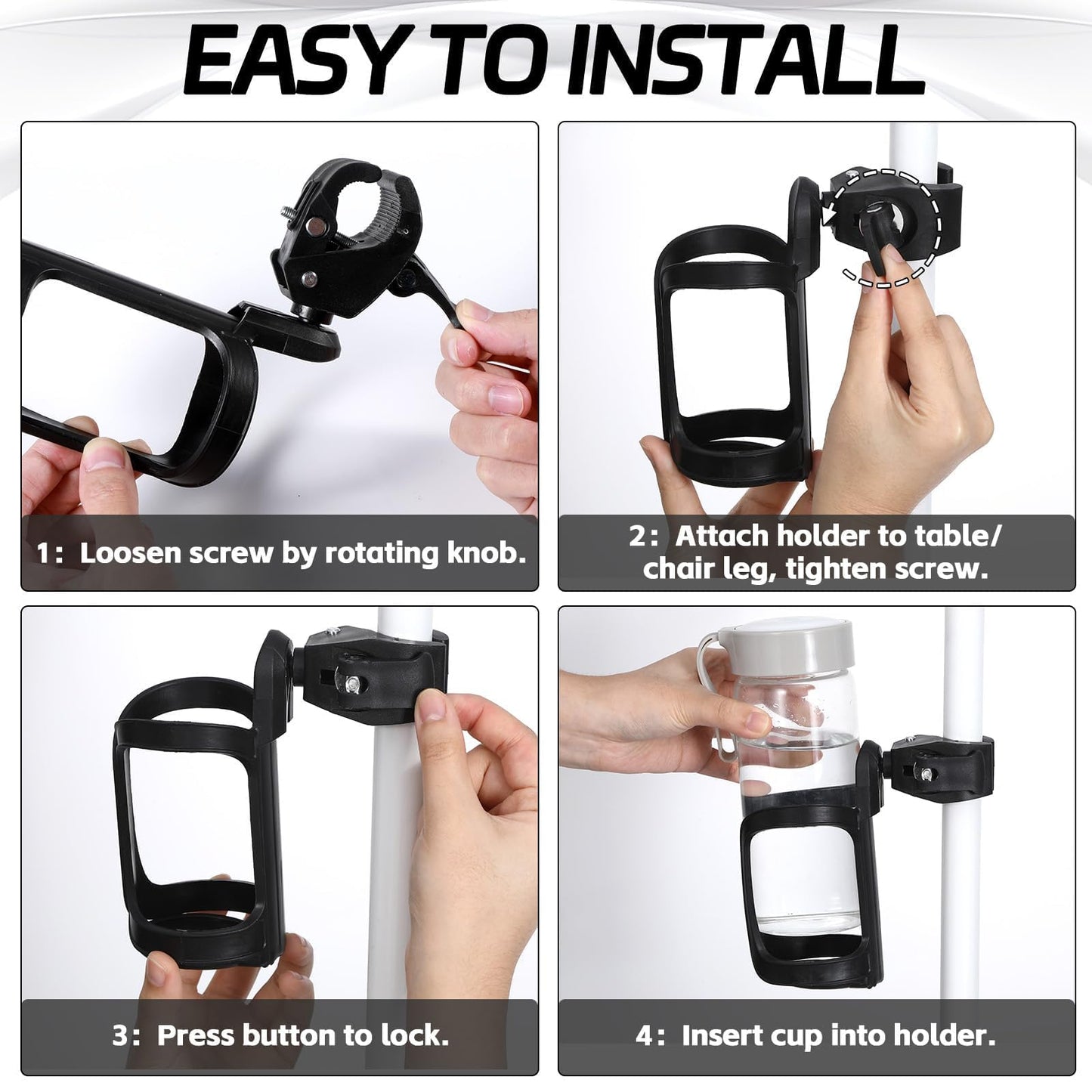 gisgfim 24Pcs Water Bottle Holder for Classroom Durable Cupholder for Desk Chair Anti-Spill 360° Rotating Water Bottle Holders Back to School Gift for Student Coffee Cup Holder for Office Home