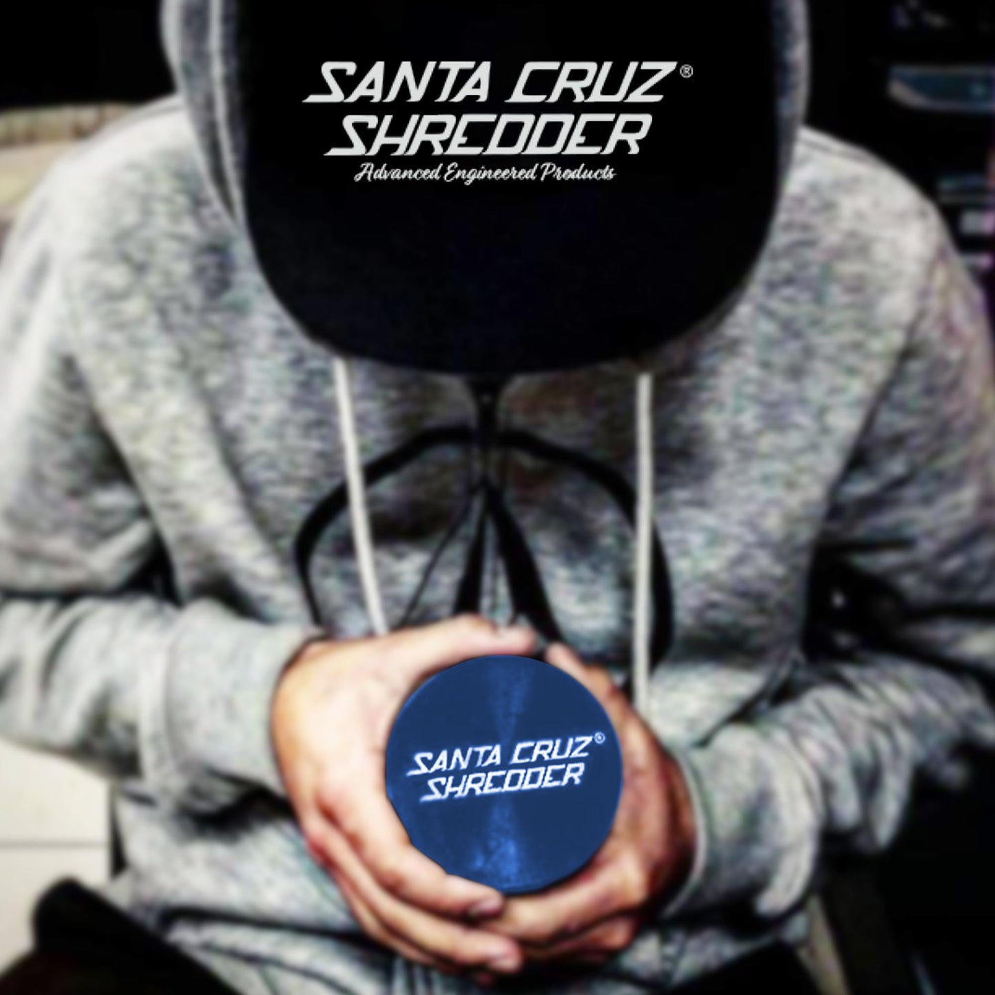 Santa Cruz Shredder Metal Herb Grinder Knurled Top for Stronger Grip 2-Piece 2.7" (Blue)