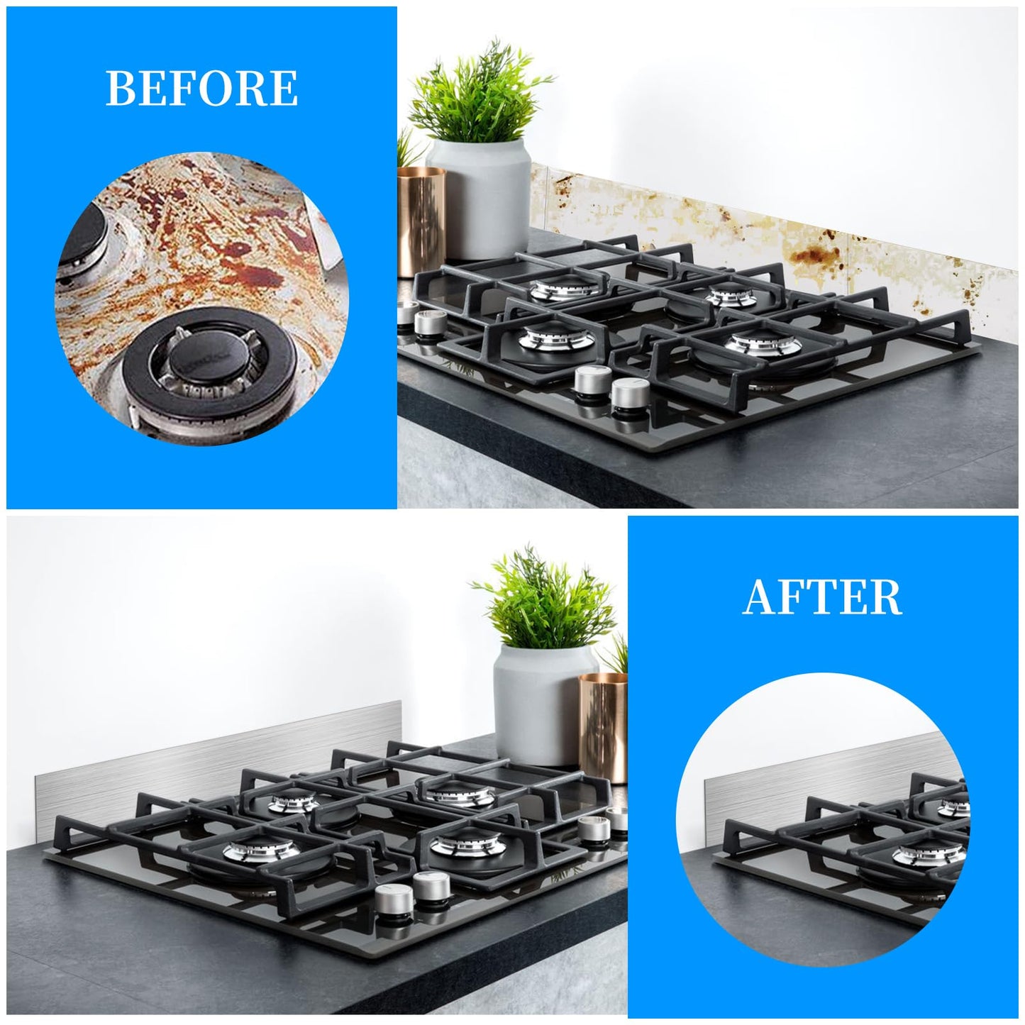 Mineye 11NBBKGDDS Self-Adhesive Front Control Range Stainless Steel Backguard, 29.75" ×4.75" Stainless Steel Backsplash Guard for Most Brands of Stove, Silver