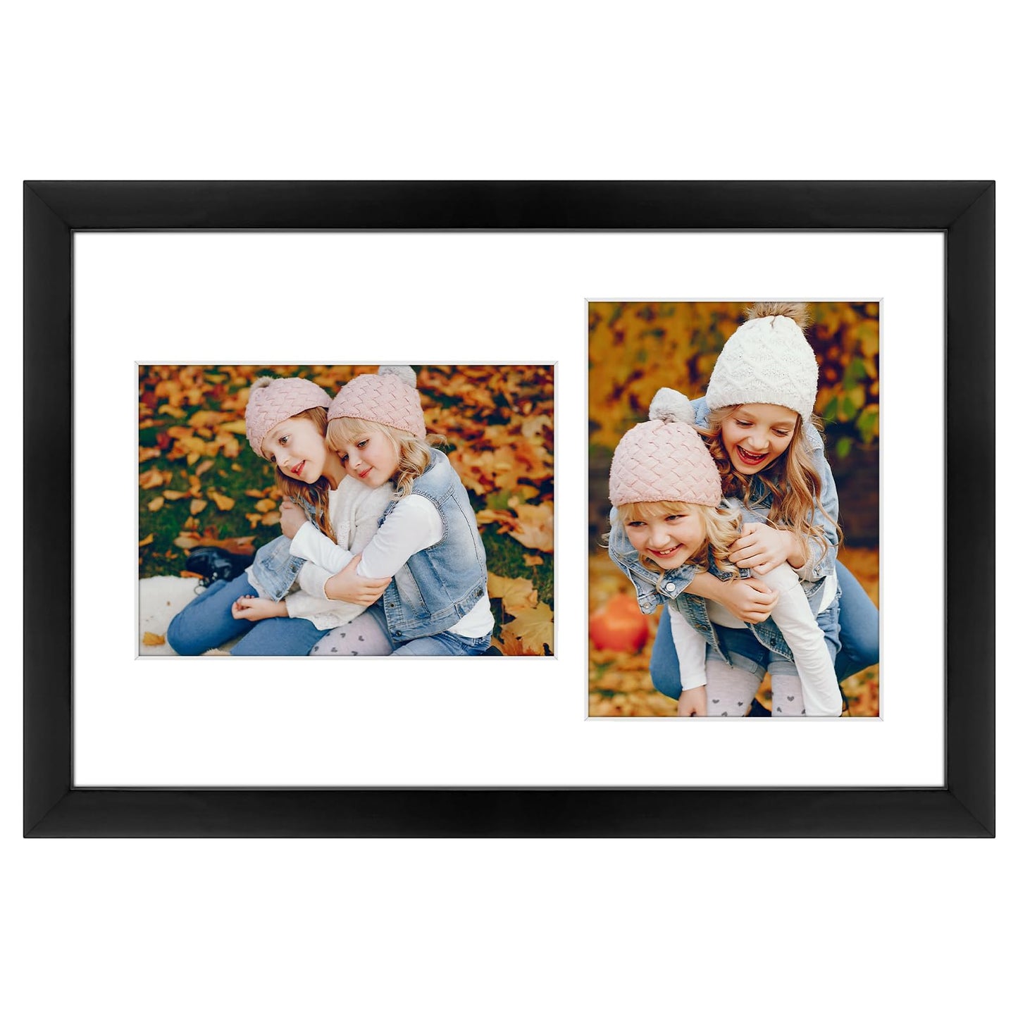 Golden State Art, 5x7 Collage Picture Frame - Solid Wood with Tempered Glass - 9x14 Multi Picture Frame - Displays (2) 5"x7" Photos or One 9"x14" Poster - Black Collage Wall Decor
