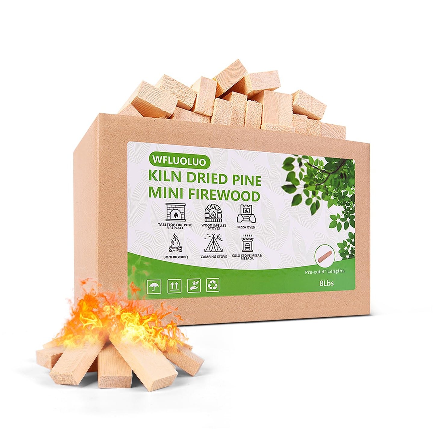 WFLUOLUO 4" Lengths Mini Fire Sticks Wood,Pine Kiln Dried Firewood,Small Barkless Kindling Logs,Solo Stove Accessories Prefect for Solo Stove Mesa,Tabletop Fire Pit,Pizza Oven,4 Lbs