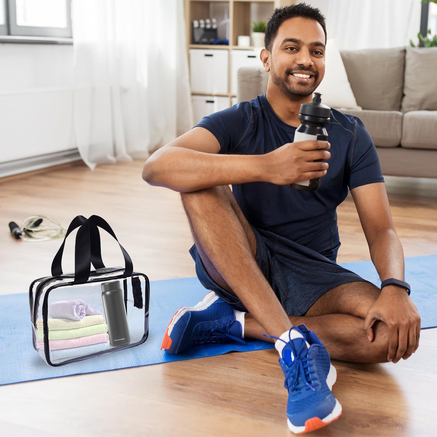 10 Pack Large Clear Cosmetic Bags with Handle PVC Plastic Toiletry Pouches with Zipper Clear Plastic Tote Bags Transparent Vinyl Bags Transparent Makeup Bag for Women, Men, Beach, Traveling