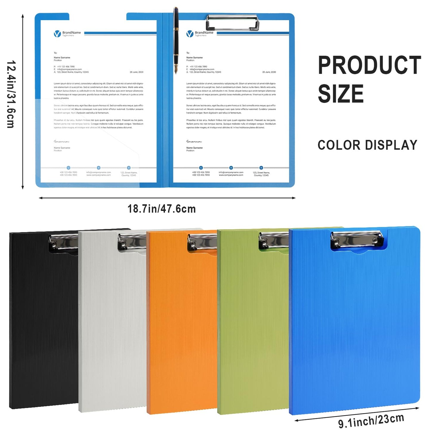 MUYICS 10 Pack Foldable Clipboards, A4 Clipboard Folder with Pocket, File Cover Office Folder Clipboard, 360 Degree Foldable Storage Clipboards for Office, School or Medical Field(5 Colors)