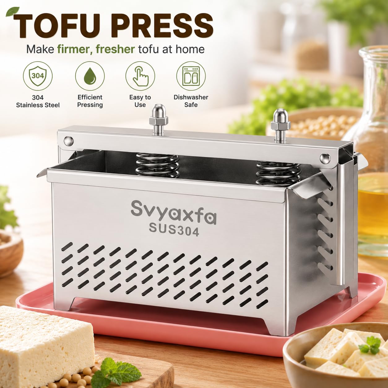 Tofu Press Stainless Steel Paneer Maker - Cheese Press for Homemade Tofu, Paneer，Easy to Use and Clean, Tofu Press Dishwasher Safe BPA Free Food Strainer