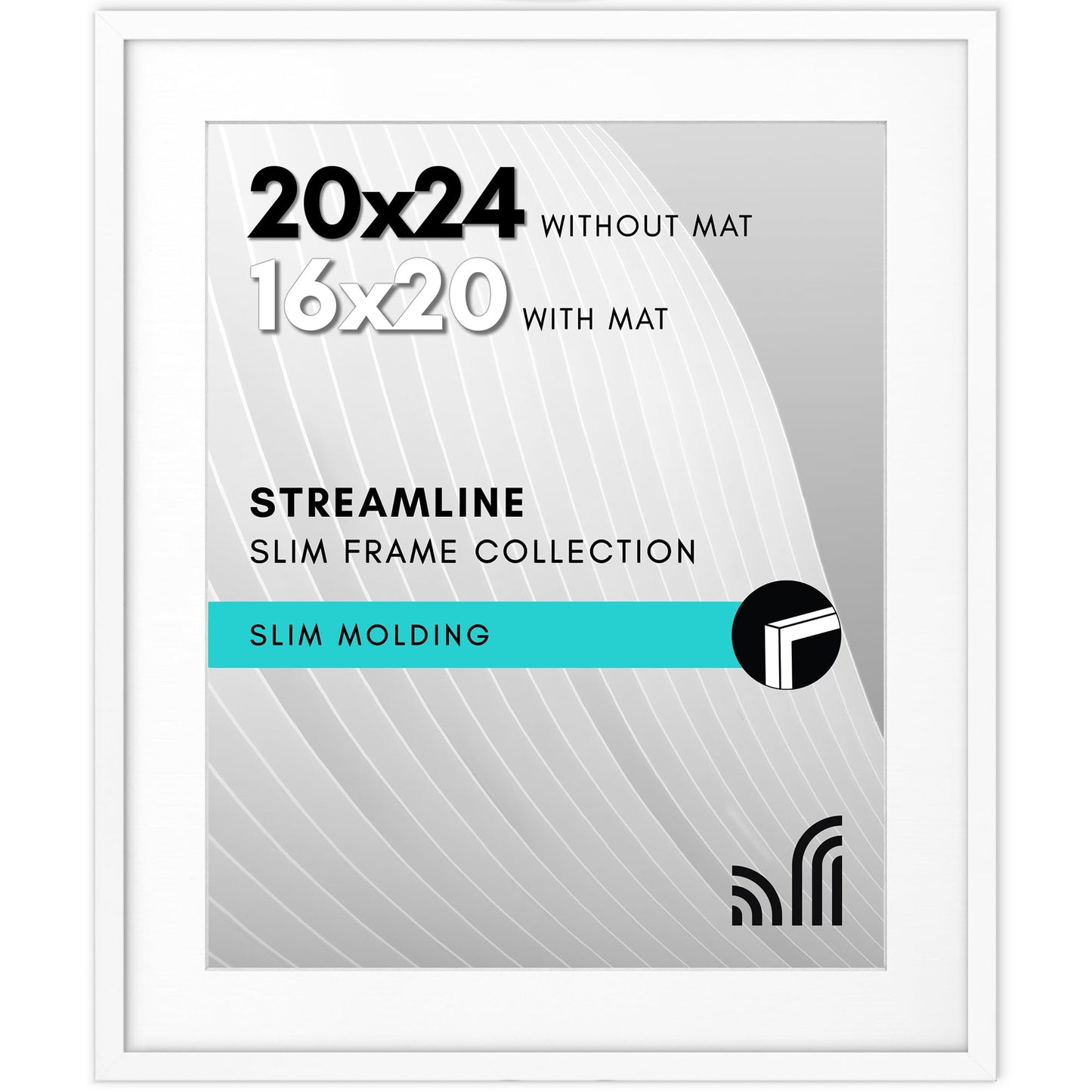 Americanflat 20x24 Picture Frame with Polished Plexiglass - Use as 16x20 Frame with Mat or Display 20x24 Photo Without Mat - Streamline Collection - Thin Border Picture Frames for Wall - White