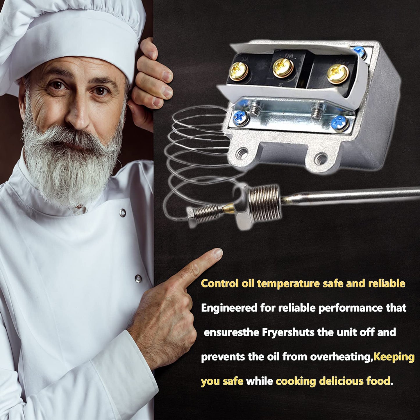 [Upgraded]1177 high limit thermostat fryer switch for Fryer 3/8" Mpt Stuff Box 450°F LCCM2003000 Gas Fryer Compatible With ATOSA 301030005,IMPERIAL,ROBERTSHAW,etc deep Fryer Catering Equipment